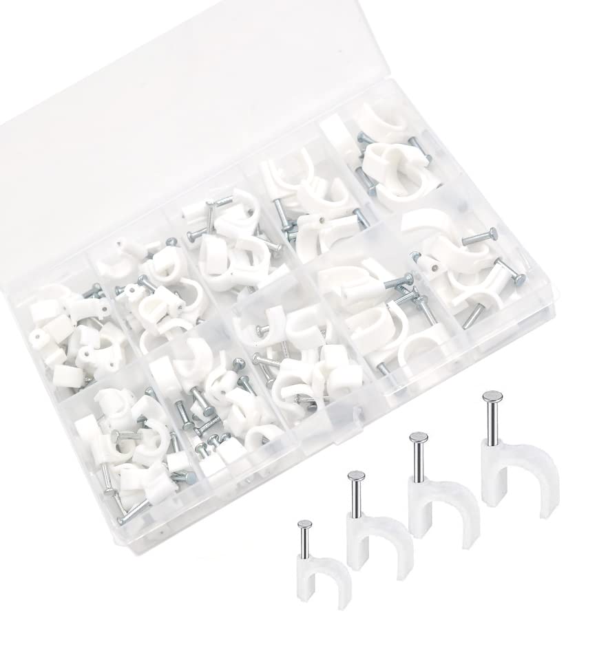 【送料無料】Hymyily 半円形 ケーブルステップル 釘止めタイプ 配線収納 固定爪 ワイヤ コードホルダー..