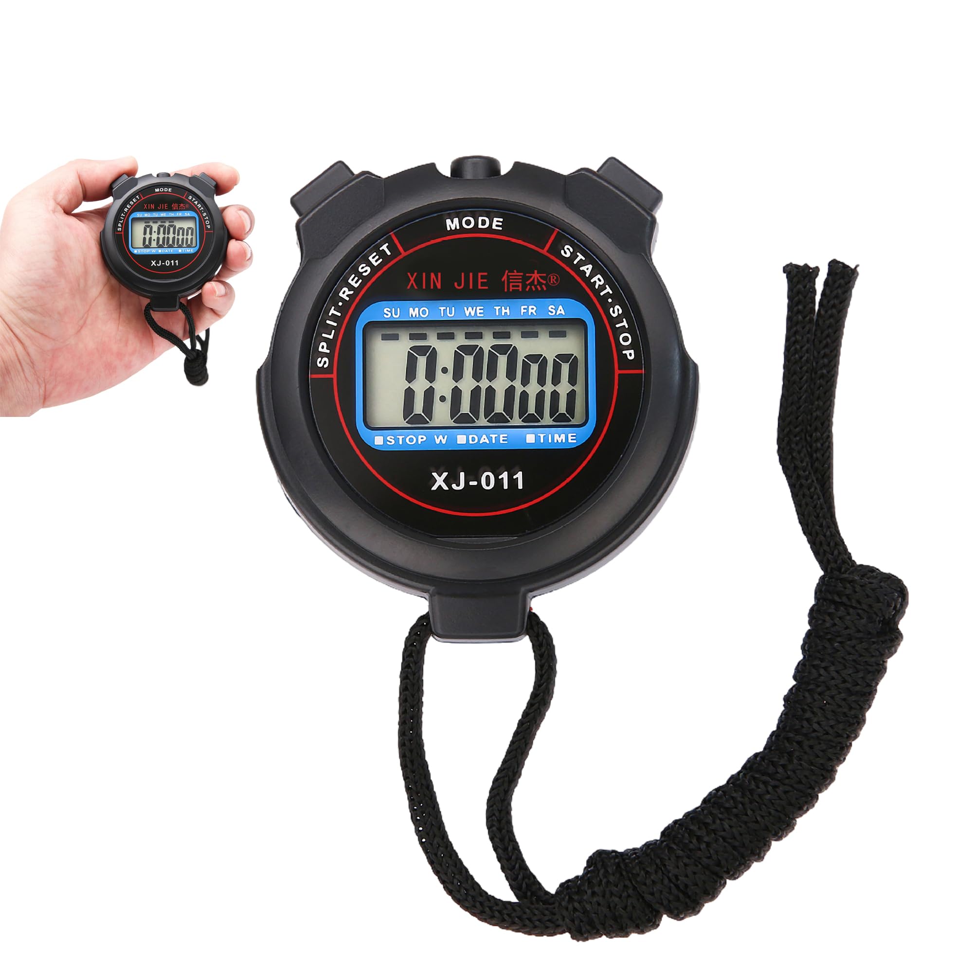 【送料無料】DEVENTORZ ストップウォッチ 防水タイマー 高精度タイマー 審判 競技 タイマー 勉強 トレーニングに適用（ブラック）