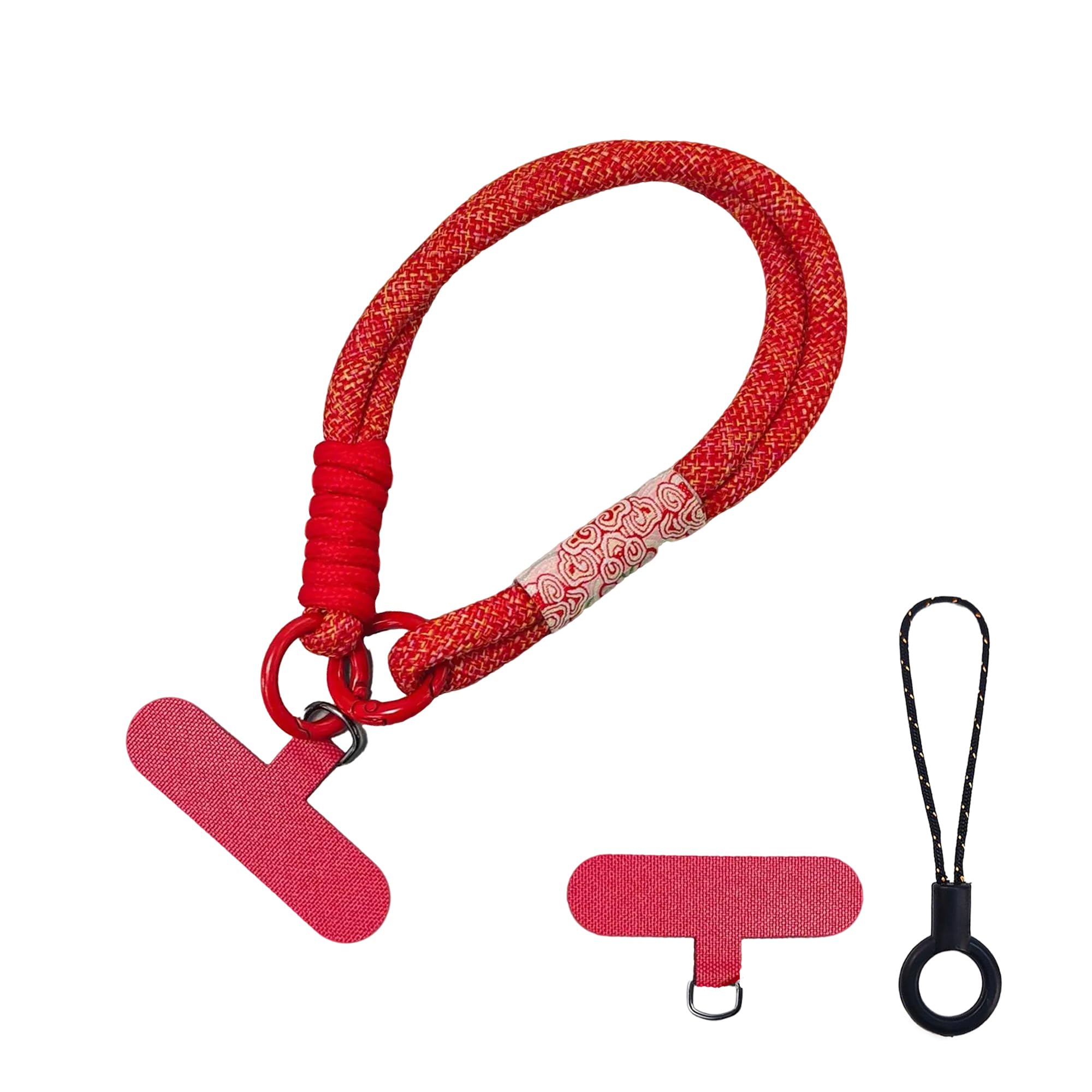 【送料無料】[DEVENTORZ] スマホ ハンド 携帯 ストラップ 手首 取り外し カメラストラップ 全機種対応 極太で丈夫 オシャレ かわいい 落下防止 紛失防止 ケースに挟むだけ（レッド）