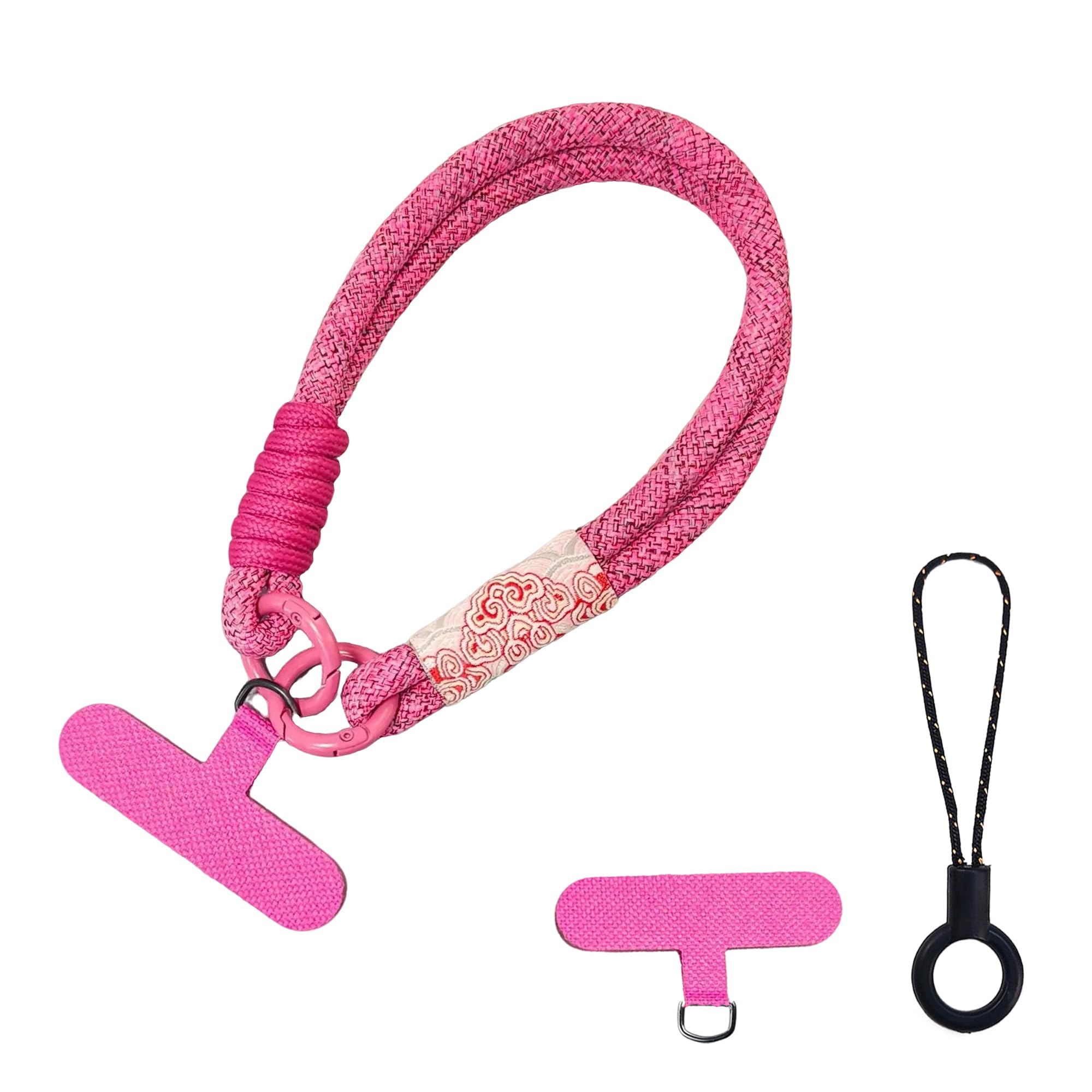 【送料無料】[DEVENTORZ] スマホ ハンド 携帯 ストラップ 手首 取り外し カメラストラップ 全機種対応 極太で丈夫 オシャレ かわいい 落下防止 紛失防止 ケースに挟むだけ（ローズレッド）