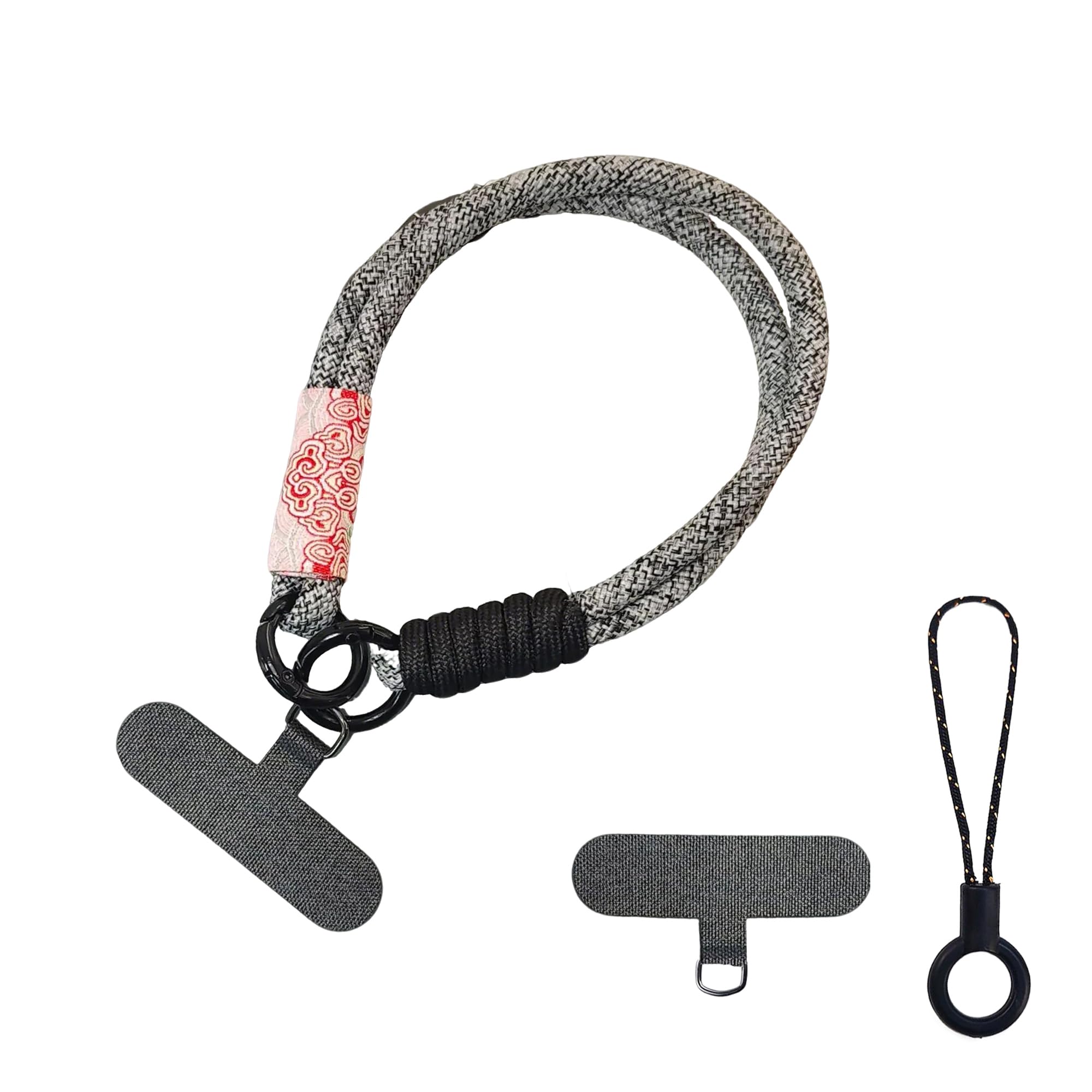 【送料無料】[DEVENTORZ] スマホ ハンド 携帯 ストラップ 手首 取り外し カメラストラップ 全機種対応 極太で丈夫 オシャレ かわいい 落下防止 紛失防止 ケースに挟むだけ（ブラック）