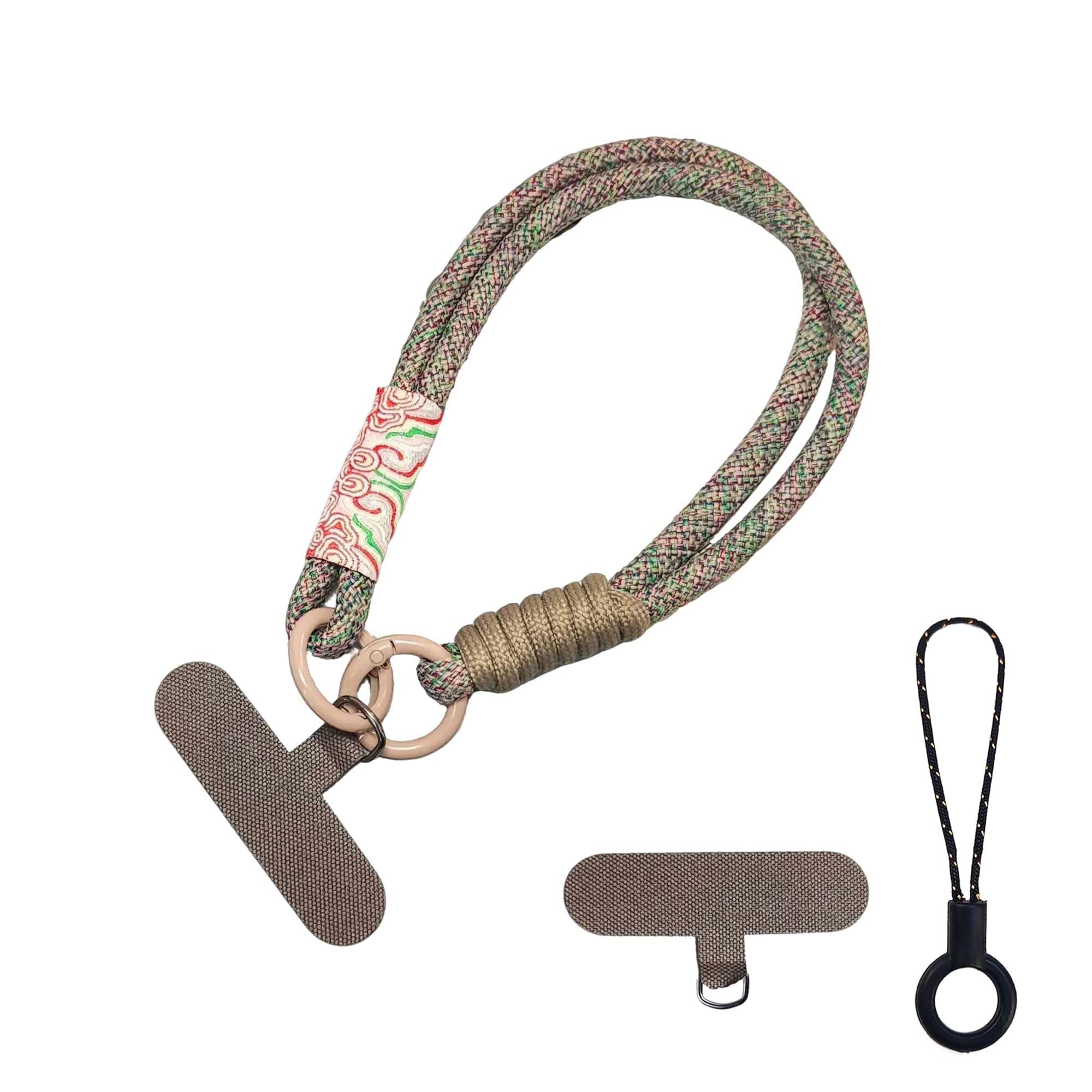 【送料無料】[DEVENTORZ] スマホ ハンド 携帯 ストラップ 手首 取り外し カメラストラップ 全機種対応 極太で丈夫 オシャレ かわいい 落下防止 紛失防止 ケースに挟むだけ（カーキ）