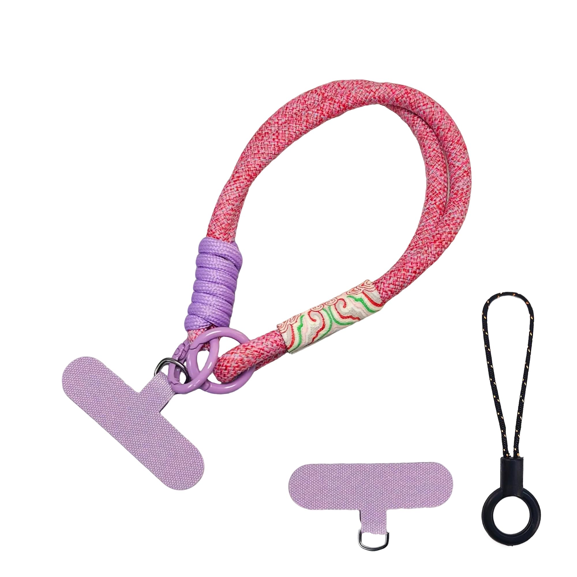 【送料無料】[DEVENTORZ] スマホ ハンド 携帯 ストラップ 手首 取り外し カメラストラップ 全機種対応 極太で丈夫 オシャレ かわいい 落下防止 紛失防止 ケースに挟むだけ（パープル）