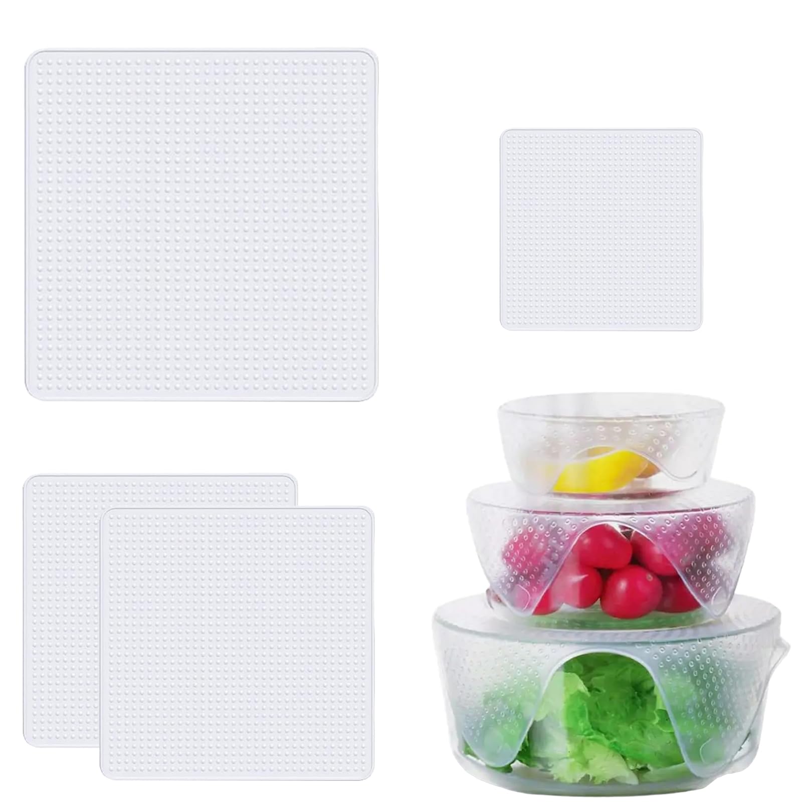 【送料無料】BLOOPIC シリコンラップ シリコン蓋 (4枚セット) 食品保存ラップ 透明 耐冷 耐熱 ボウルカ..