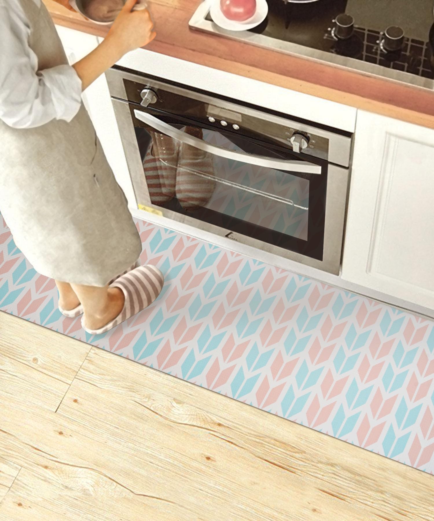 【送料無料】【 限定】RECYCO キッチンマット 拭ける 洗濯いらず 低反発 クッション 踏み心地いい ポリ塩化ビニール ずれない 台所 マット はっ水 防汚 240cm