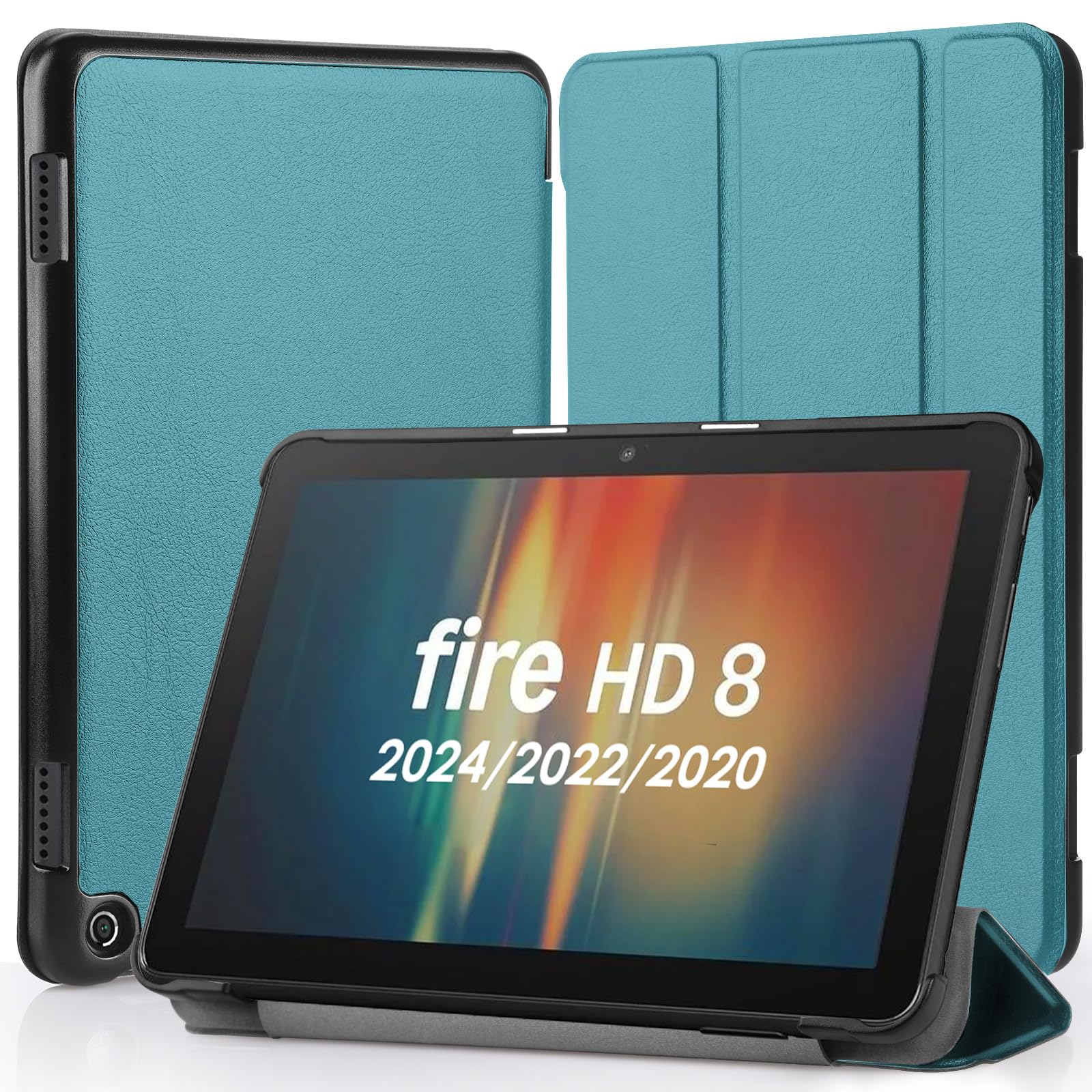 【送料無料】Hianjoo Fire HD 8 対応 ケース (2024/2020/2022年発売 第12/10世代用) タブレットケース Fire HD 8/8 Plus 対応 カバー 8インチ スタンド機能付き オートスリープ機能 全面保護ケース 耐衝撃 擦り傷防止 - ミントグリーン