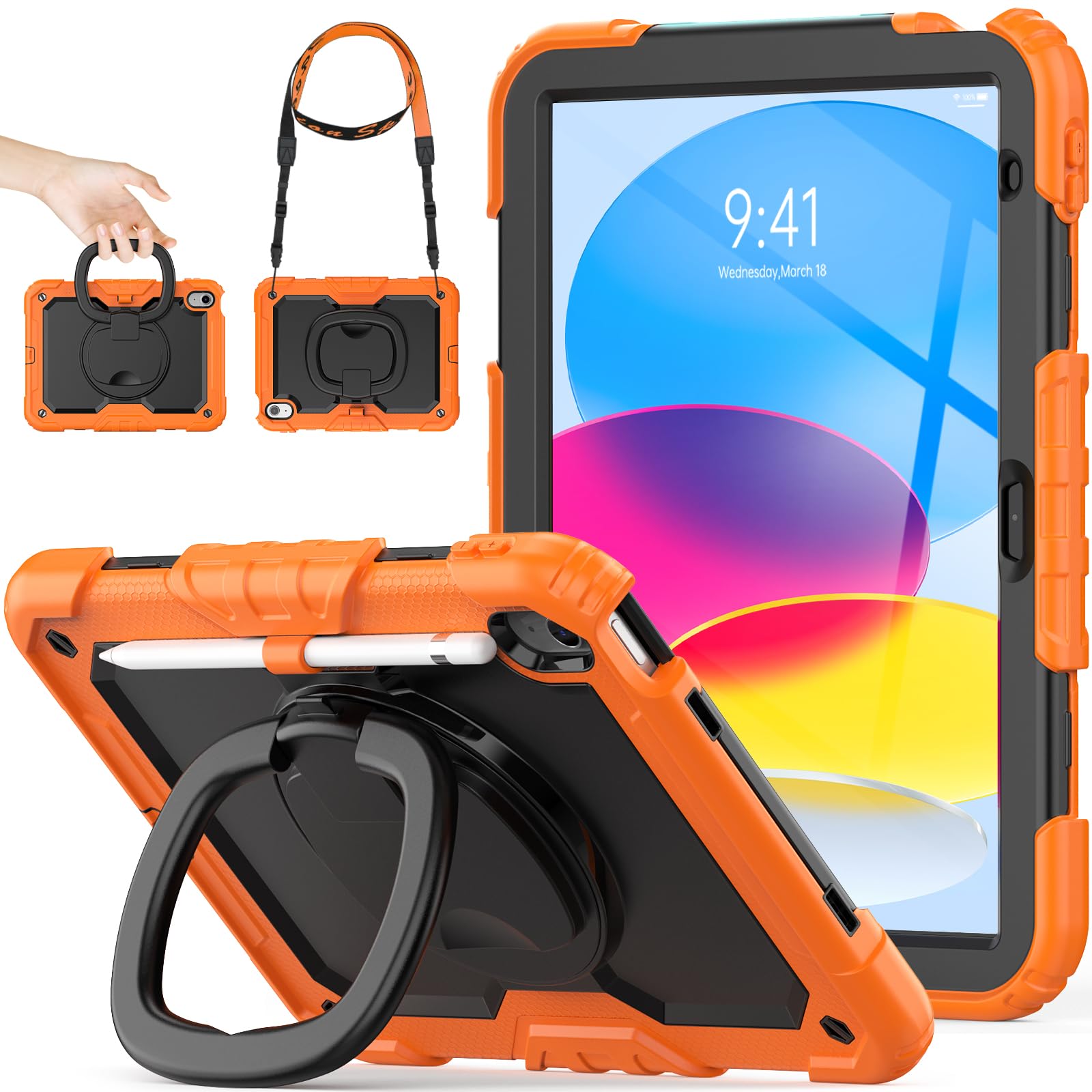 【送料無料】SEYMAC stock iPadケース A16 第11世代/第10世代 リングハンドル耐衝撃ケース 11/10.9イン..