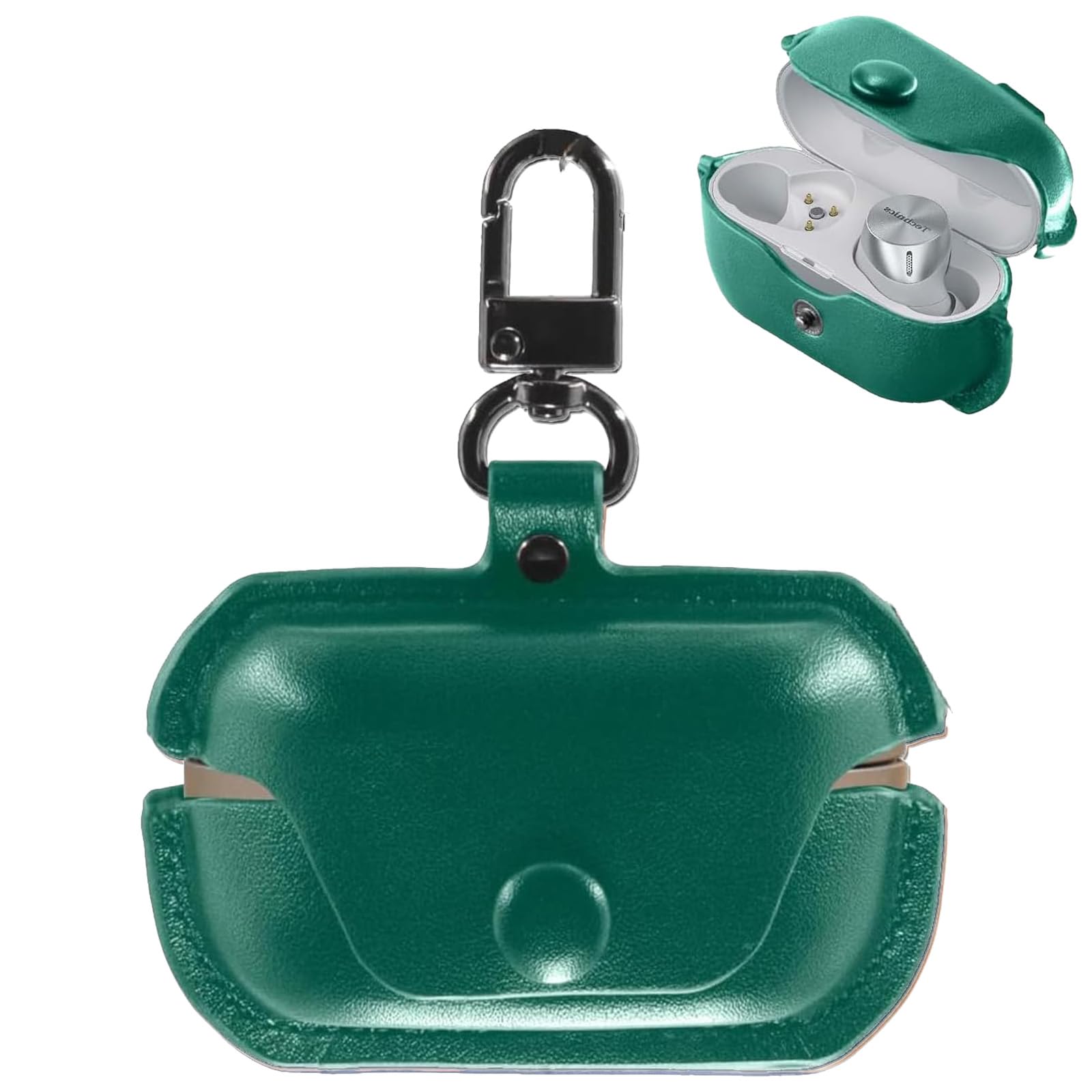 【送料無料】BOOLINN az100 ケース 対応 technics eah-az100 高級本革 PUレザー eah-az100 カバー レザー 全面保護 充電 LEDライトが見える 耐衝撃 軽量 キズ防止 おしゃれ ワイヤレス充電対応 キーホルダー付き テクニクス az100 ケース（グリーン）