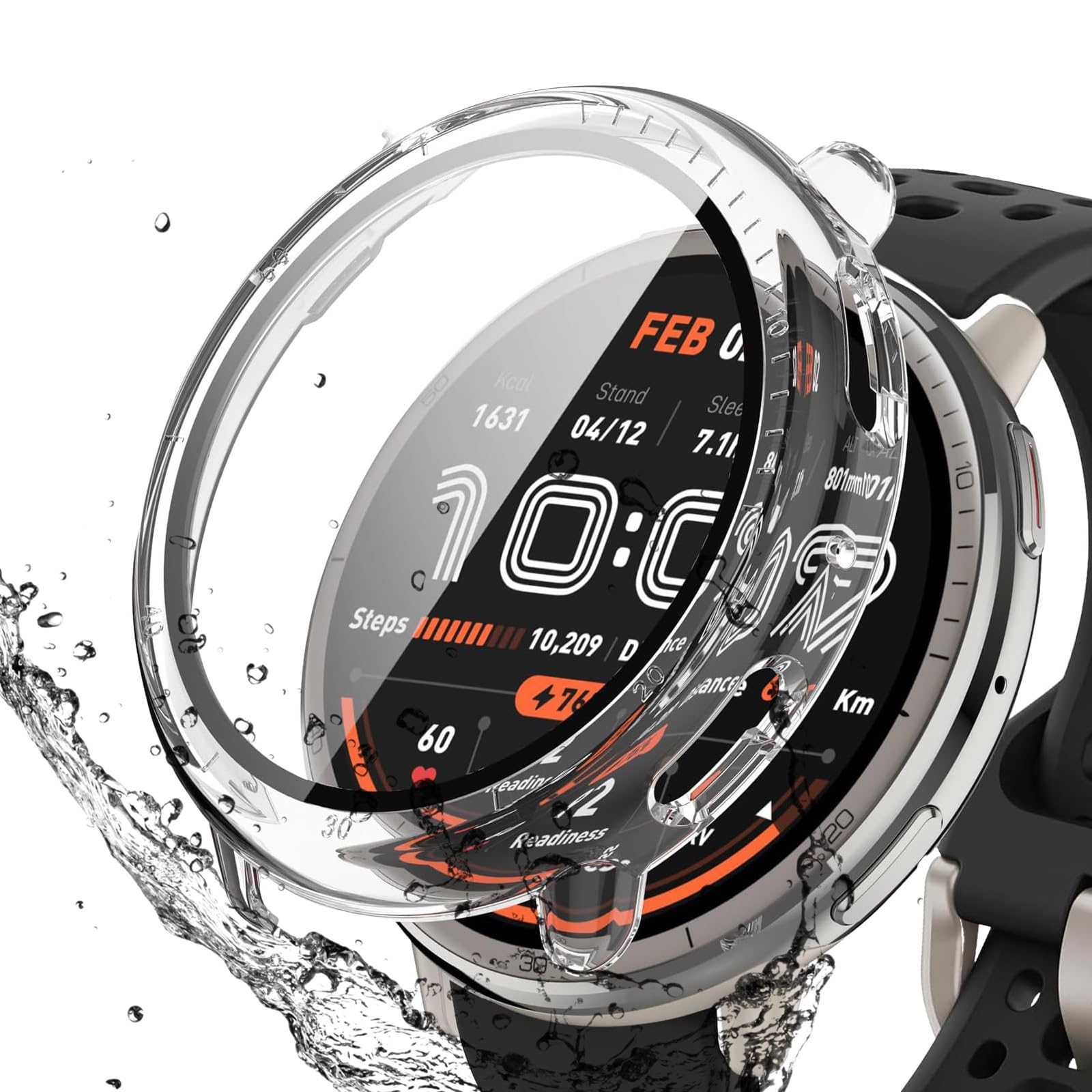 【送料無料】BOOLINN For Amazfit Active 2 ケース 3D 直角エッジ 超薄型 PC+ガラス素材 一体型 amazfit active 2 カバー 対応 高透過率 キズ防止 指紋防止 簡単に取り付け・取 全面保護 アマズフィットアクティブ 2 ケース