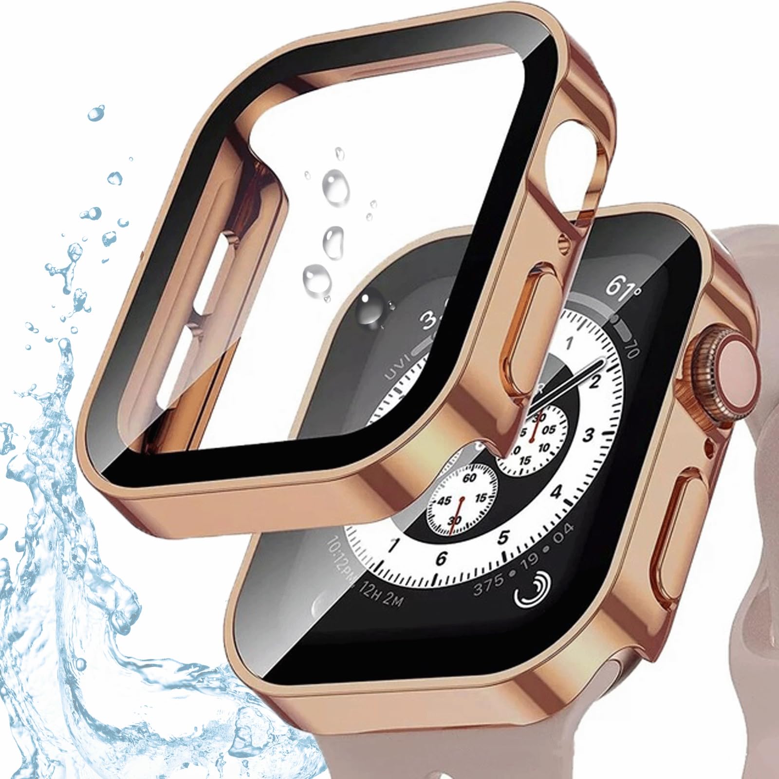 【送料無料】CIOODDW Apple Watch ケース 41mm/45mm 対応 アップルウォッチSeries9/8/7 アップルウォッチ保護カバー ガラスフィルム 一体型 3D直角エッジデザイン PC+ガラス画面 高透過率 指紋防止 装着簡単 耐衝撃 全面保護 Apple Watch用 カバー スターライト(41mm，光(2)