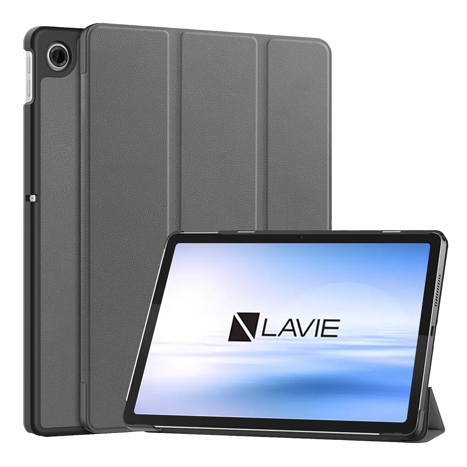 【送料無料】For NEC LAVIE Tab T10 (T1055/KAS, TAB10/F03) 用 ケース カバー【KONXISA】タブレット 10.1インチ PC-T1055KAS/PC-TAB10F03 対応 ケース オートスリープ機能付き 三つ折スタンド 角度調整 耐汚れ 耐傷 耐衝撃 耐久性保護 ケース(グレー)