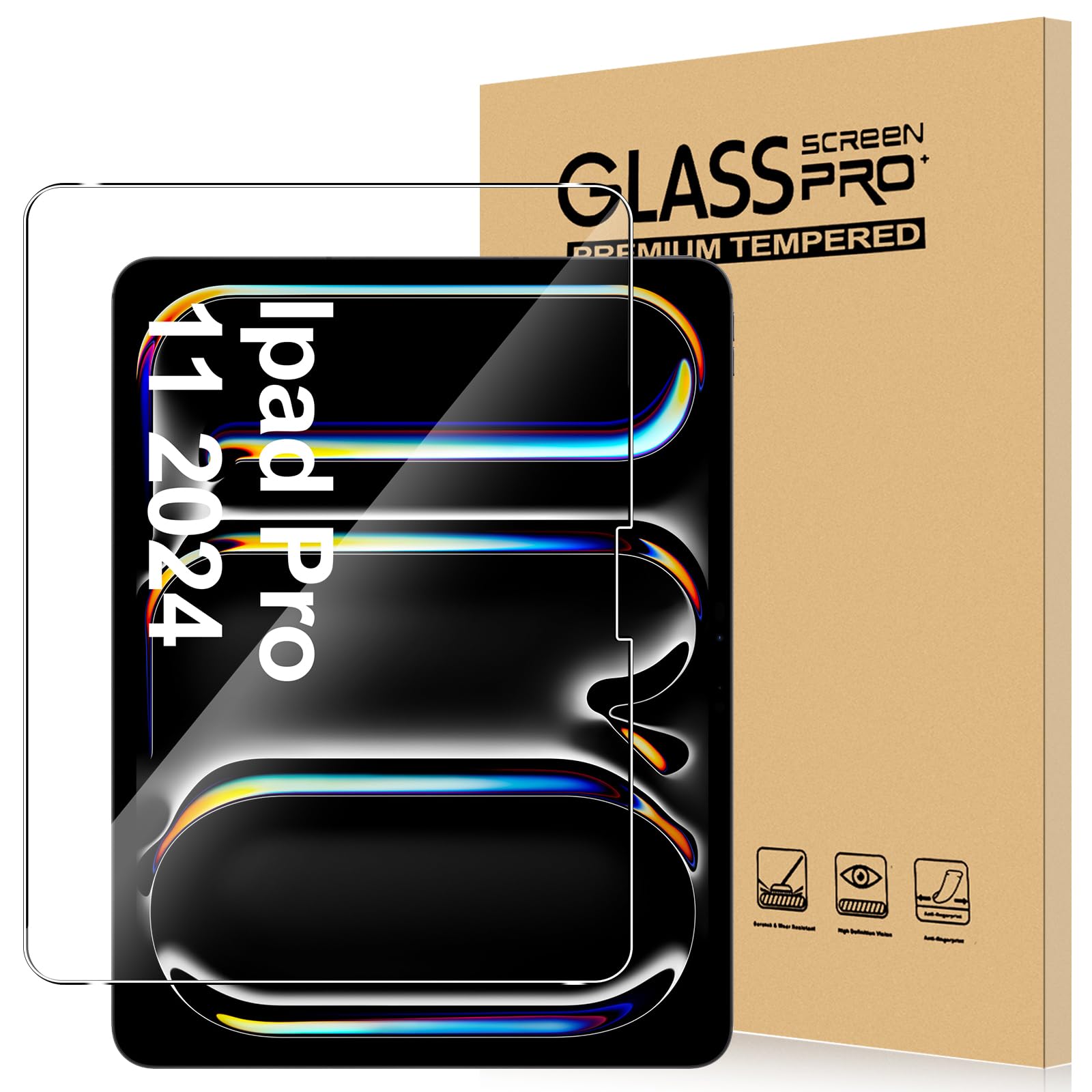 【送料無料】For Ipad Pro 11 第5世代 ガラスフィルム 2024 強化ガラス 高透過率 高感度タッチ 硬度9H 指紋防止 Greerass 気泡防止 撥水撥油 耐衝撃 貼り付け簡単 液晶保護 超薄飛散防止 Ipad Pro 11インチ 2024 保護フィルム