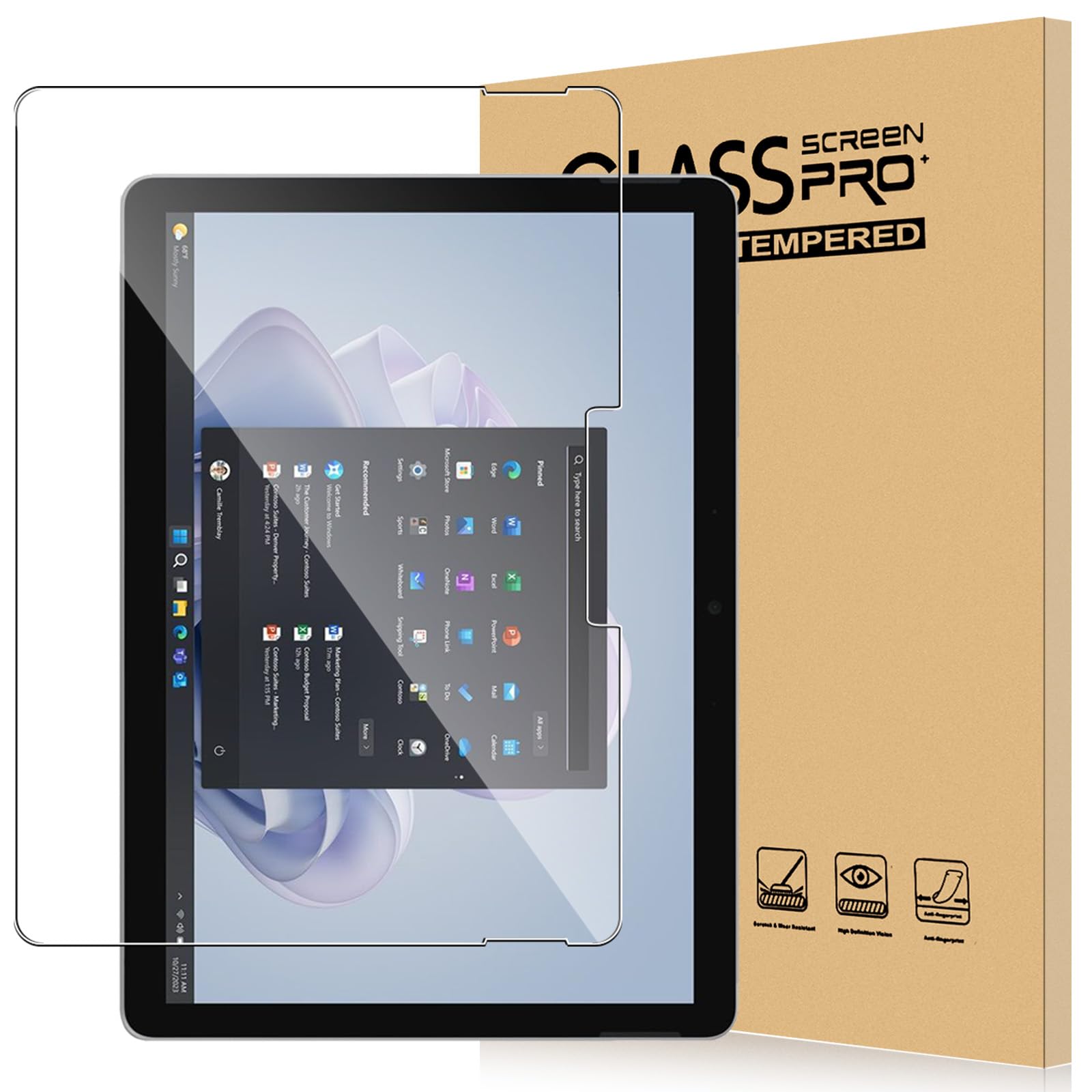 【送料無料】For Surface Go 2/3/4 フィルム 10.5インチ タブレット 強化ガラス 高感度タッチ 高透過率 硬度9H 指紋防止 Greerass 気泡防止 撥水撥油 耐衝撃 貼り付け簡単 液晶保護 超薄飛散防止 タブレット 保護フィルム