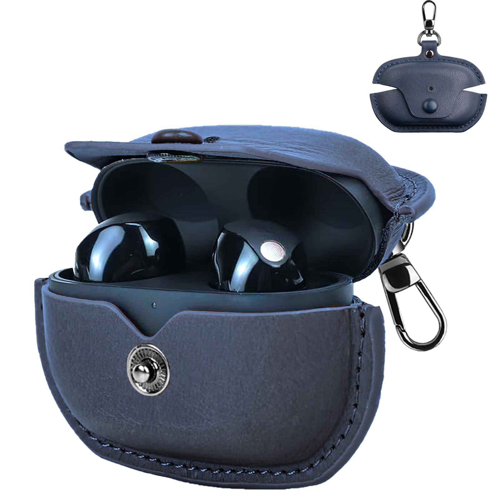 【送料無料】UIUIKA For Sony(ソニー)WF-1000XM5 ケース SONY WF-1000XM5 カバー 用 耐衝撃 レザー製 防水防塵 超薄型設計 充電可能 落下防止(ブルー)