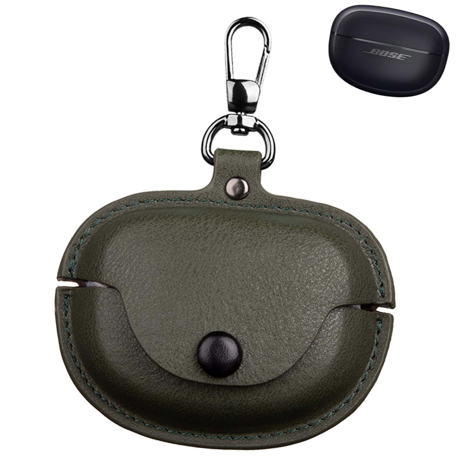 【送料無料】UIUIKA For Bose Ultra Open Earbuds ケース Ultra Open Earbuds カバー 用 耐衝撃 レザー製 防水防塵 超薄型設計 充電可能 落下防止(グリーン)