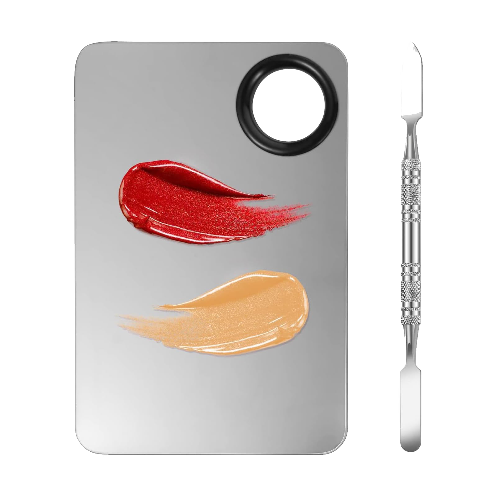 【送料無料】DFsucces 化粧ブレンド パレット ステンレス製 化粧品ツール リキッドファンデーション ネイル カラー パレット メイクツール スパチュ付き