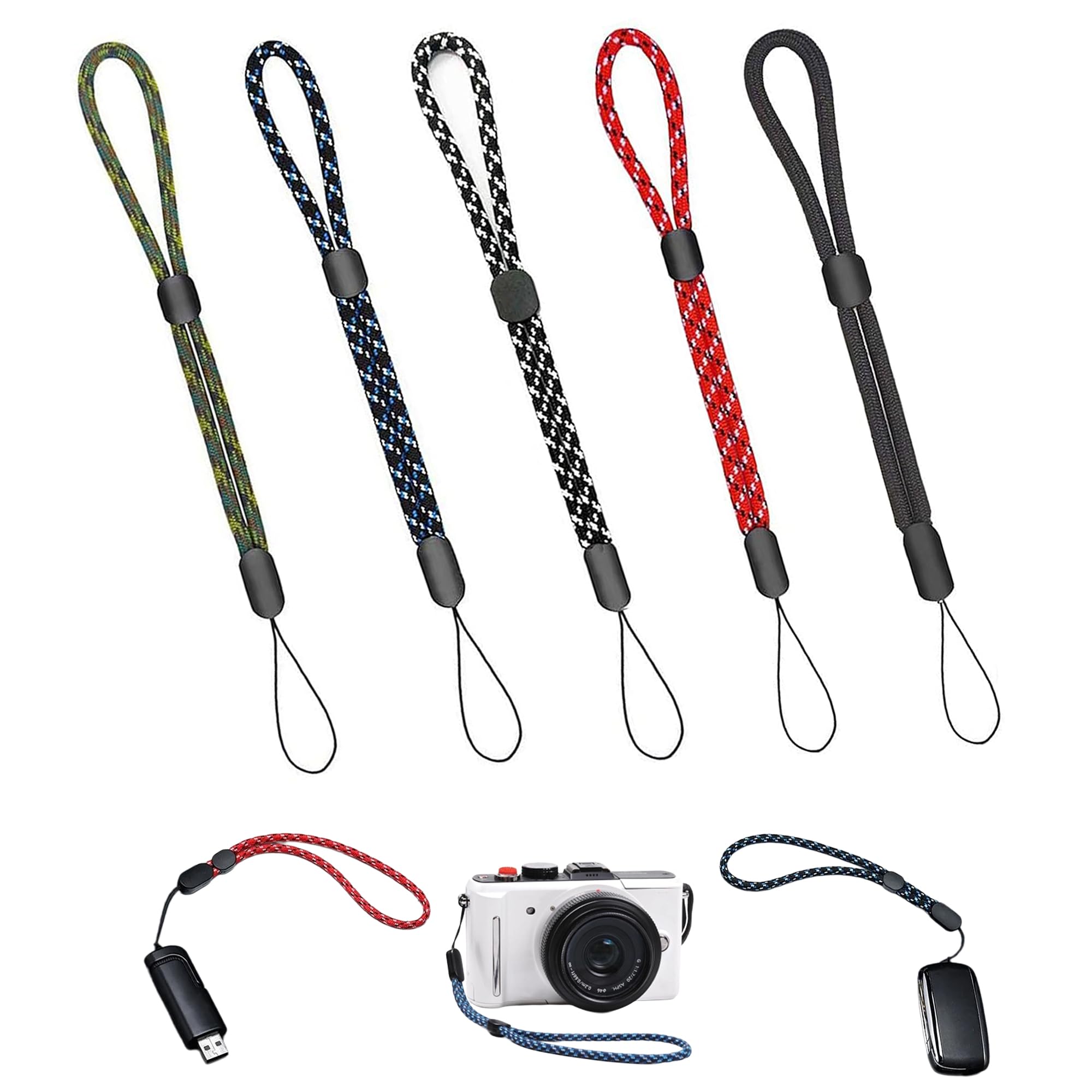 【送料無料】[DEVENTORZ] ハンドストラップ リストストラップ 5本セット 長さ調整可能 落下防止 紛失防止 ファッション 個性 多用途 USBメモリ/鍵/マスコット/携帯電話/カメラ/キーなどにも適応 男女兼用