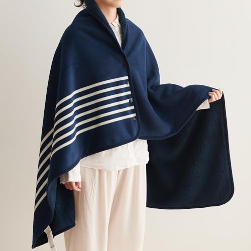 【送料無料】Atokazo ひざ掛け 4way ブランケット 大判 着る毛布 ボタン付き あったか フランネル 吸湿..