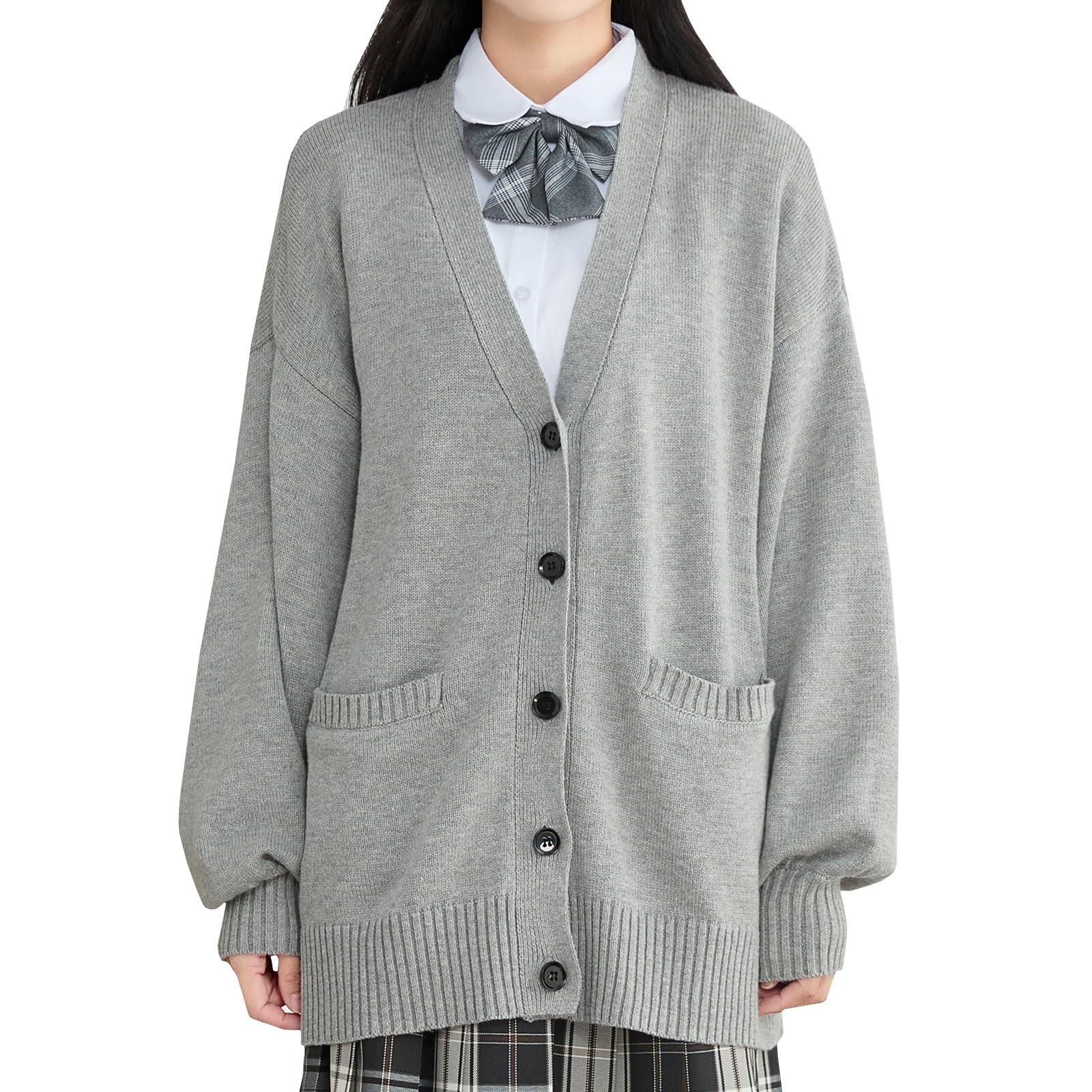 【送料無料】Volen スクールカーディガン 女子 制服 カーディガン 学生 大きいサイズ ニット 無地 Vネ..