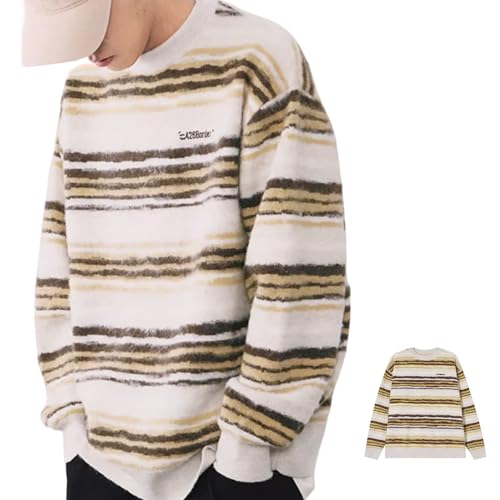 【送料無料】[xppe] ボーダー セーター レディース トップス 長袖 ニット プルオーバー 大きいサイズ クルーネック かわいい イエロー 秋 冬