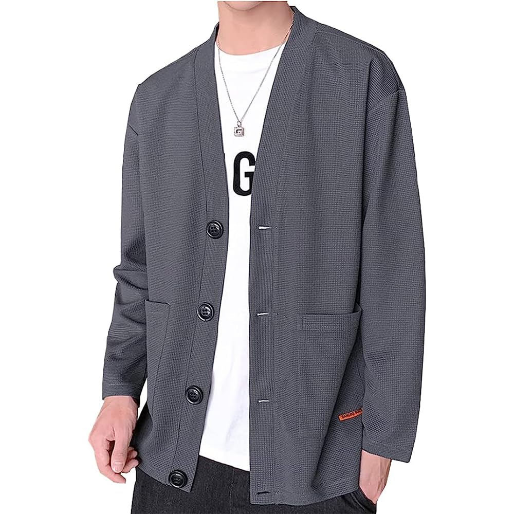 【送料無料】Beylimcy 和式 カーディガン メンズ 秋服 Vネック ジャケット 羽織 無地 長袖 柔らかで シ..