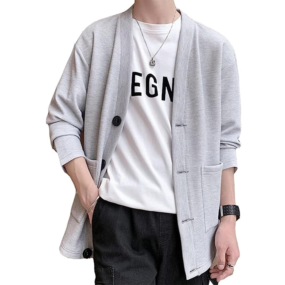 【送料無料】LIYURLTA カーディガン メンズ ジャケット 大きいサイズ セーター 無地 羽織 長袖 柔らか..