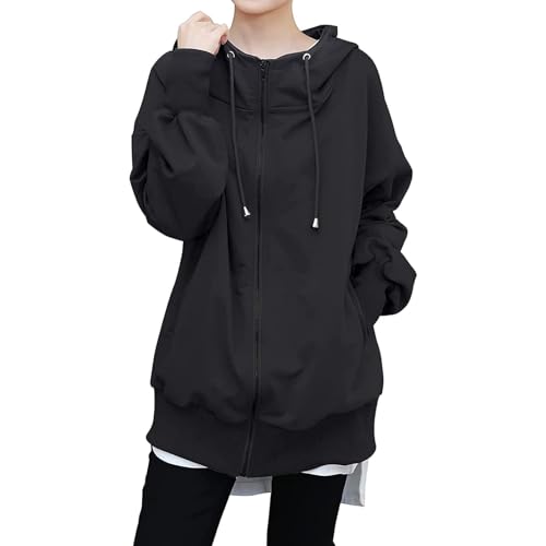 【送料無料】[Tiernyueth] パーカー レディース トップス ジップアップ 長袖 薄手 立ち襟 ポケット ハイ ネック フード 無地 防寒 おしゃれ 大きめ ゆったり 可愛い きれいめ 体型カバー カジュアル 重ね着風 軽い 着心地 体型カバー 通勤 秋 冬