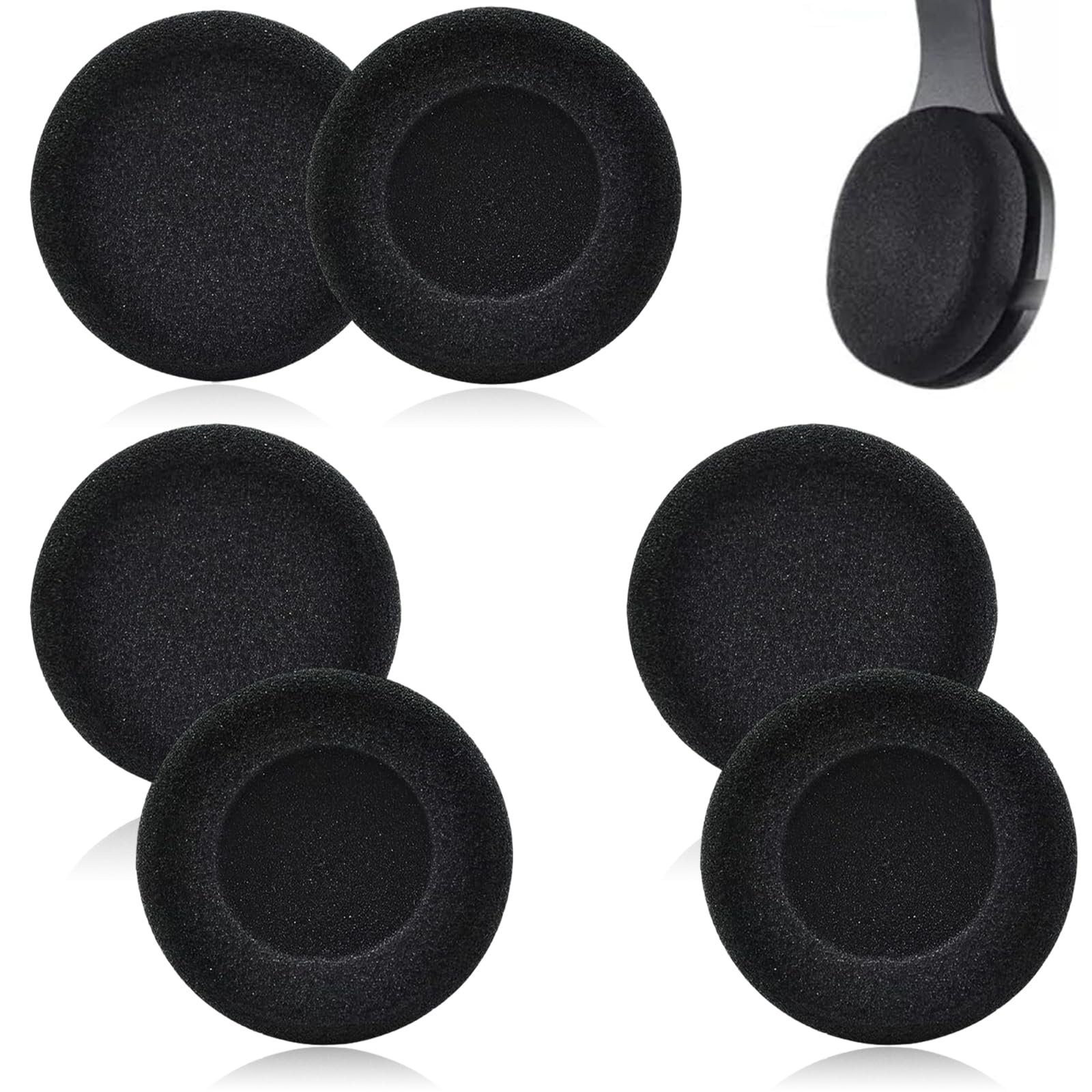 【送料無料】BLOOPIC ヘッドホン 交換用 イヤーパッド (6枚入り) 丸型 イヤホンプラグ 直径50mm 交換用..