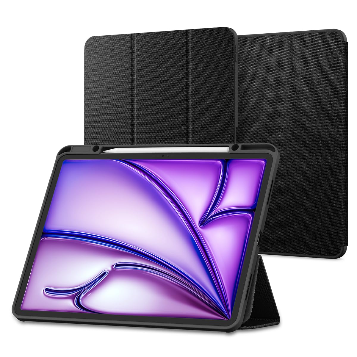 【送料無料】Spigen iPad Air 13インチ ケース M3/M2 (2025/2024年) スタンド 耐衝撃 すり傷防止 ファブリックカバー オートスリープ アーバン・フィット ACS07671 (ブラック)