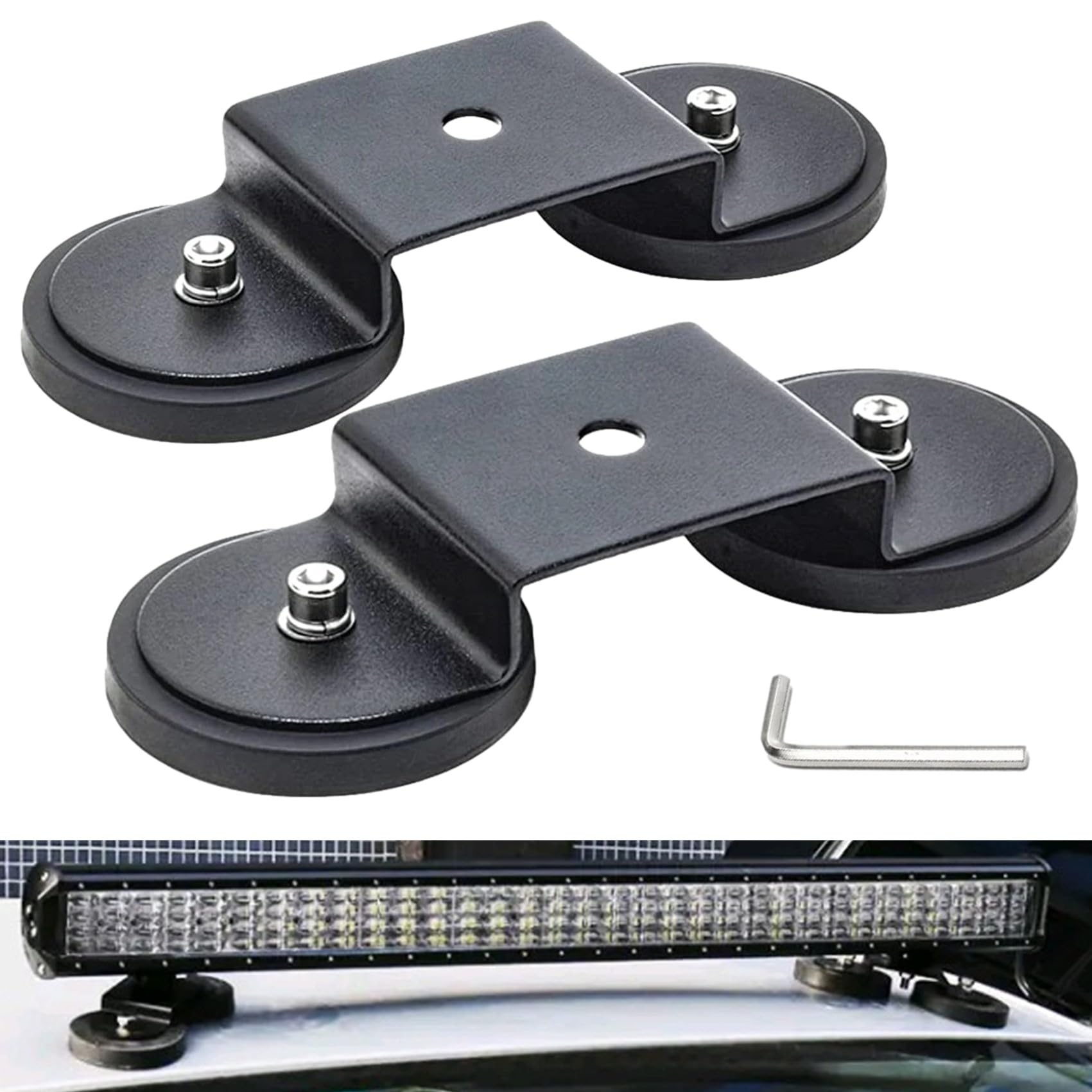 【送料無料】NOELAMOUR マグネット台座 作業灯 ステー LED ライト 磁石 ワークライト ブラケット 傷防止ゴム装備 自動車 ボンネット 2個セット