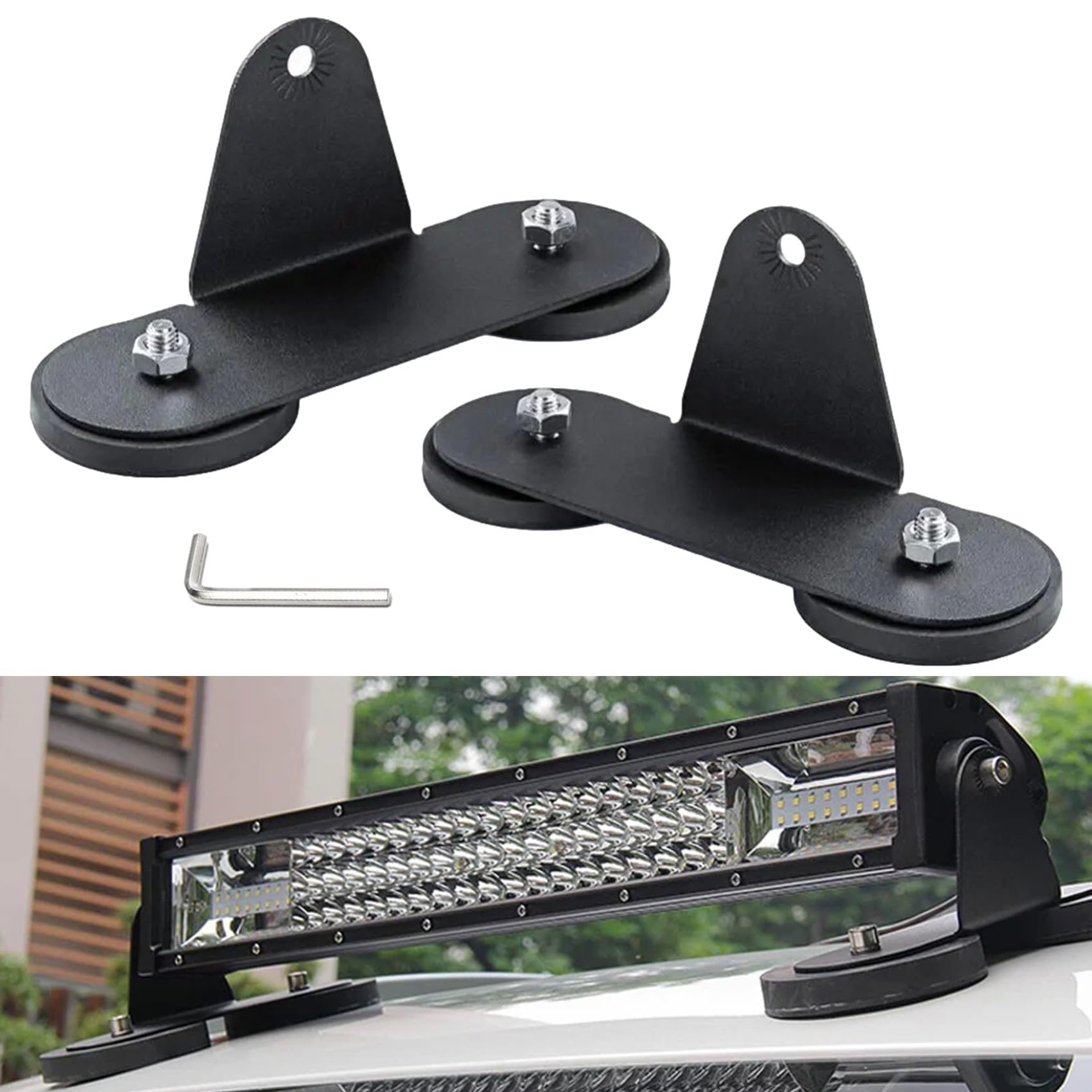 【送料無料】NOELAMOUR マグネット台座 作業灯 ステー LED ライト 磁石 ワークライト ブラケット 傷防止ゴム装備 自動車 ボンネット 2個セット ...