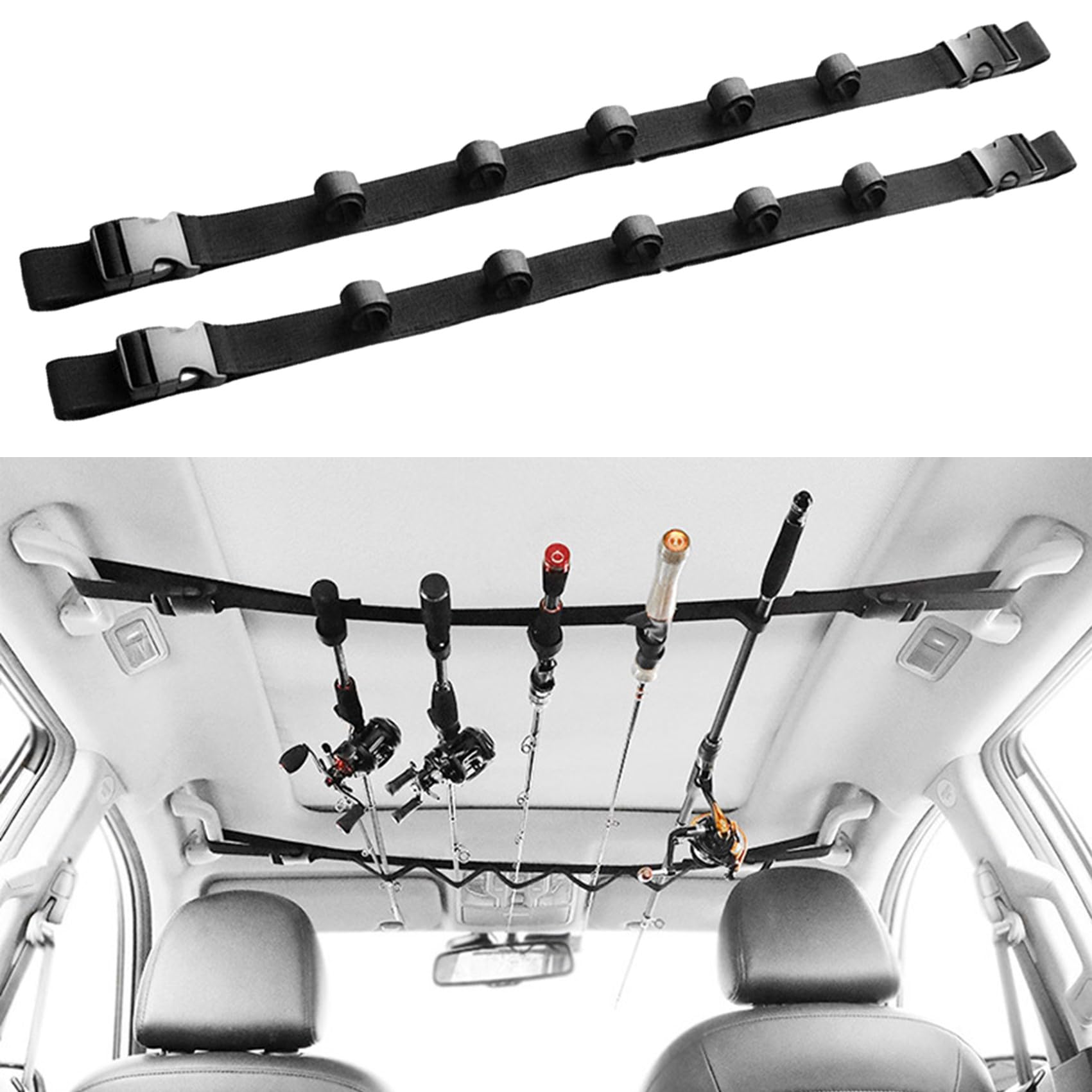 【送料無料】NOELAMOUR ロッドホルダー 車 天井 竿掛け 釣り竿ホルダー ロッドキャリー 車載 5本収納 (..