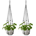 【送料無料】NOELAMOUR ハンギングプランター プラントハンガー マクラメ 吊り下げプランター 観葉植物 (2本, シルバーグレイ)