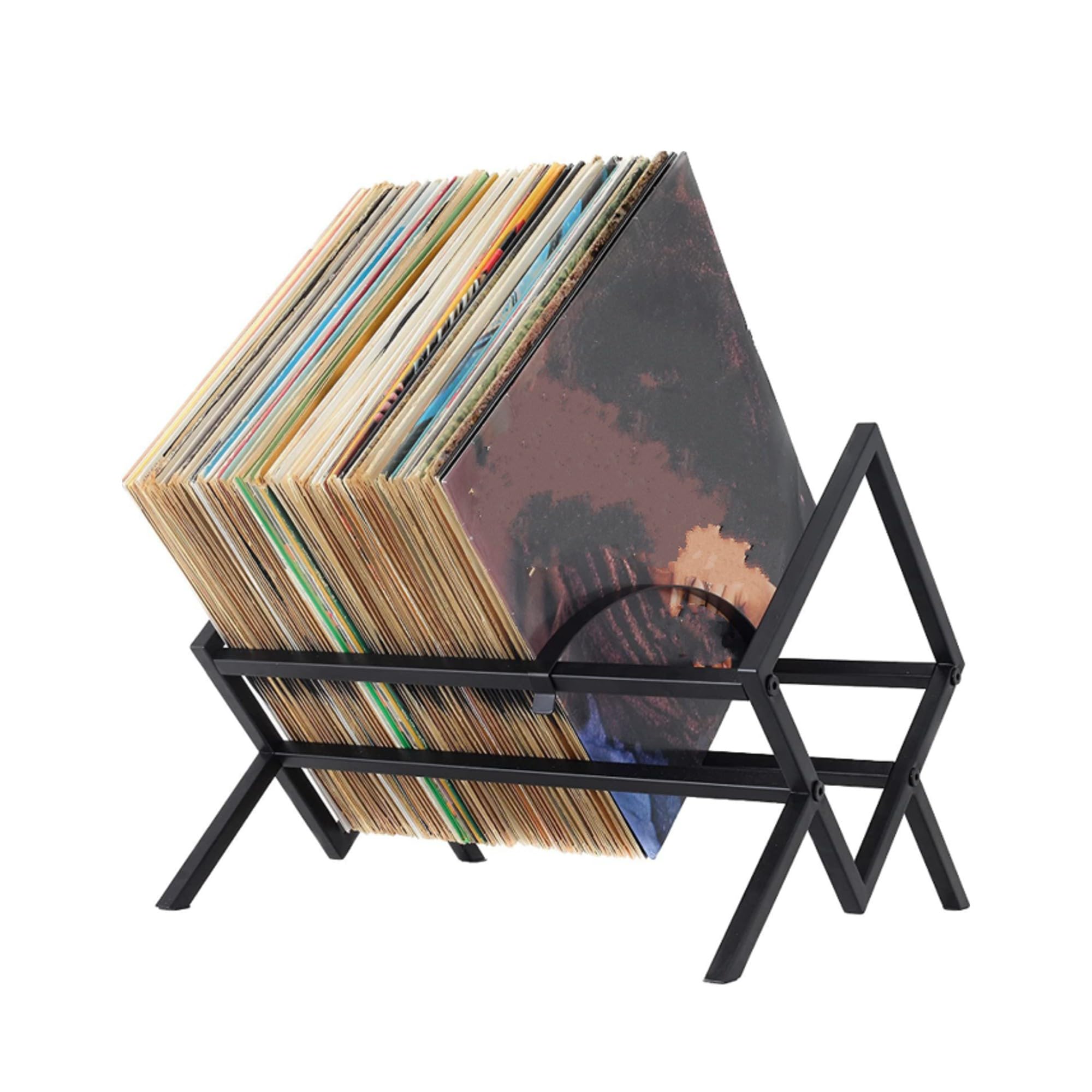 【送料無料】Asdays レコードラック マガジン ブックスタンド 金属製 シェルフ スチールラック 床置き 絵本棚 ブラック
