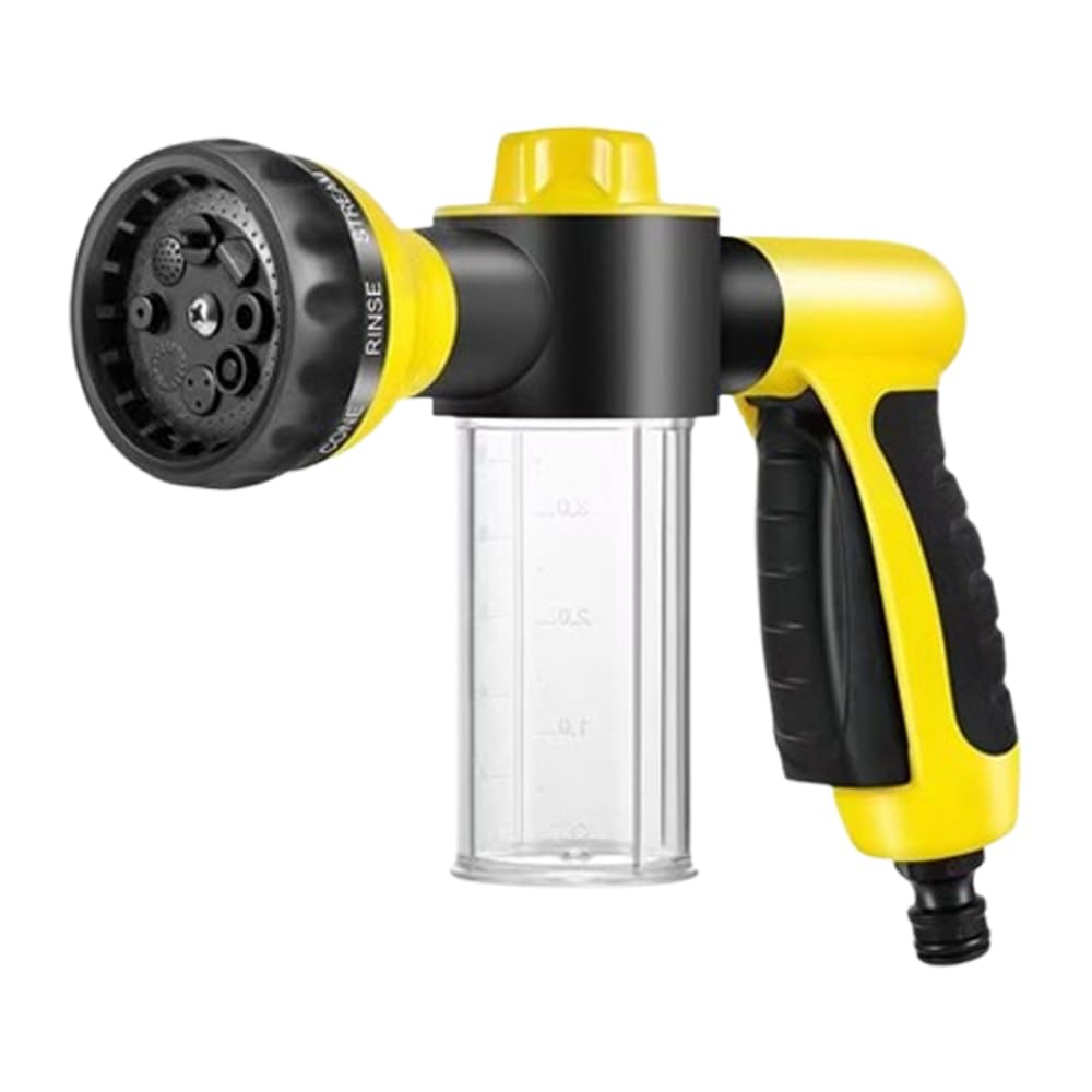 【送料無料】Asdays フォームガン 散水ノズル ホースヘッド 洗車シャワー 水道ホース シャワーヘッド 網戸 シャッター 外壁掃除 (イエロー)