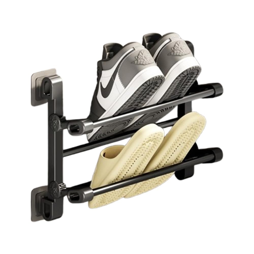 【送料無料】Asdays スリッパ収納 穴開け不要 粘着式 スリッパたて スリッパラック スリム スリッパ置き おしゃれ 玄関 2段式 (4足分)