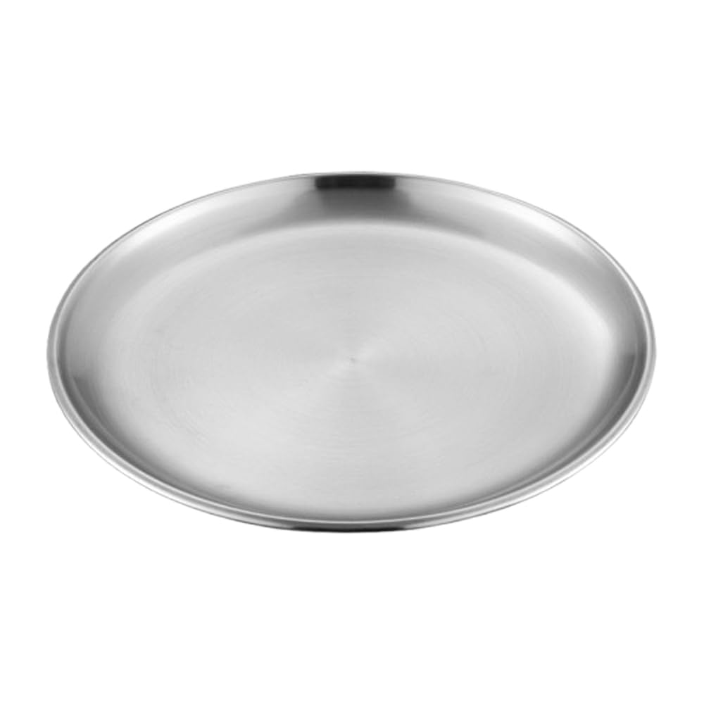 【送料無料】Asdays ステンレス プレート スパイスカレー お皿 ケーキ パイ おしゃれプレート キャンプ 丸型 ステンレス製 (シルバー, 直径17cm（1枚）)