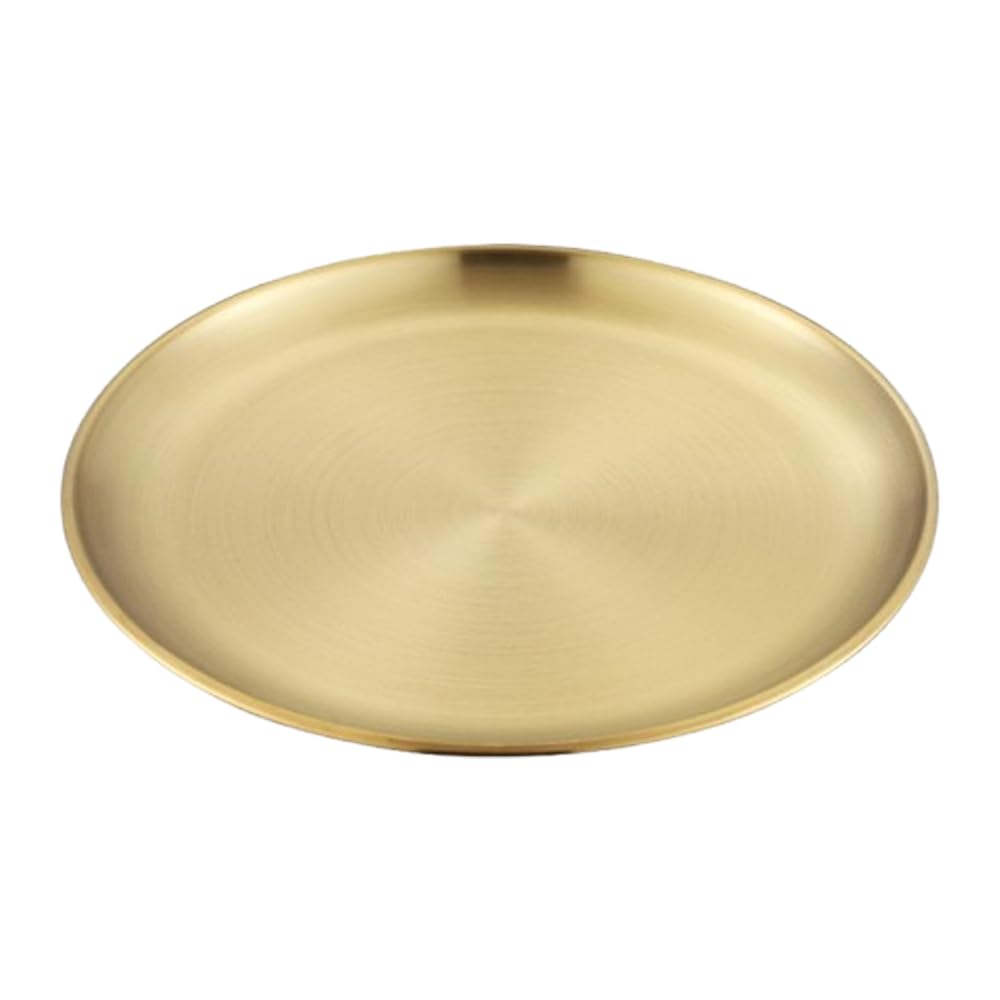 【送料無料】Asdays ステンレス プレート スパイスカレー お皿 ケーキ パイ おしゃれプレート キャンプ 丸型 ステンレス製 (ゴールド, 直径14cm（1枚）)