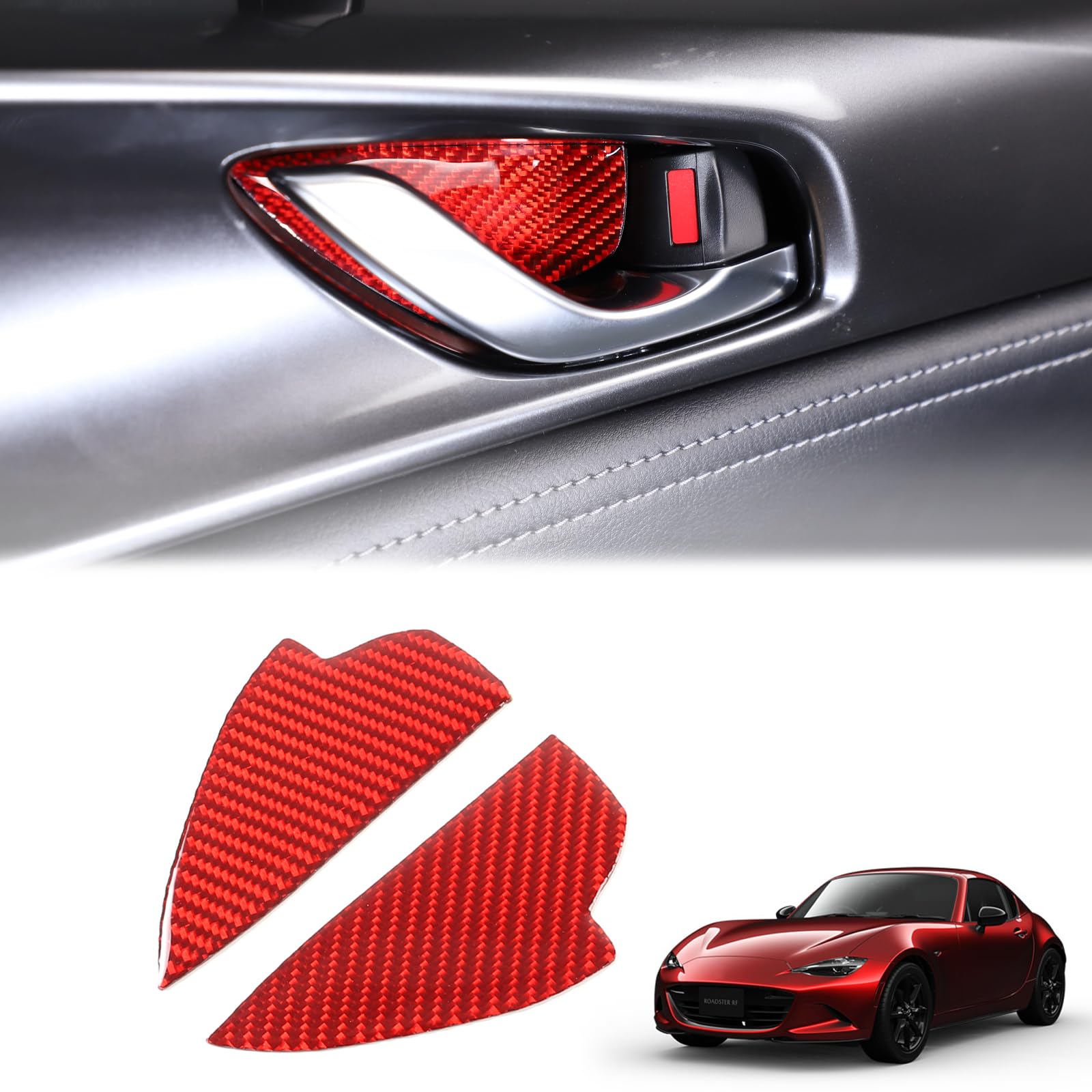 【送料無料】Hcilloend 新型 マツダ ロードスター RF ND系 2016〜2024に適用 ドアハンドルプロテクター ドアハンドルカバー ドアハンドルプロテクションカバー ドアノブ ガード 傷防止 カーボンファイバー製 取付簡単 貼付タイプ 装飾用 内装パーツ カスタム アクセサリ