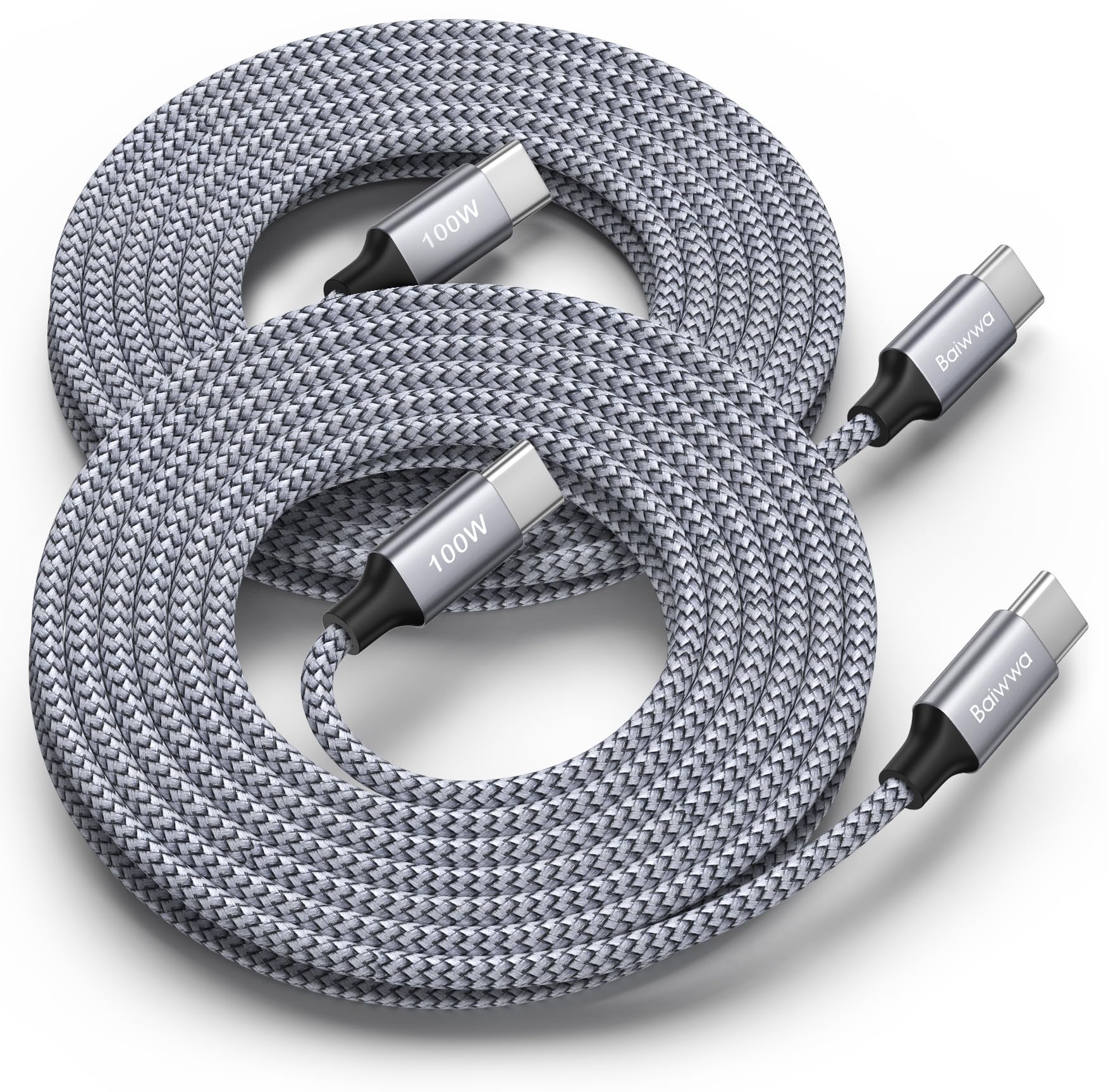 【送料無料】【3M 2本】USB C ケーブル 長い PD対応 100W/5A急速充電 USBC & USB-C ケーブル 高耐久 MacBook Air/Pro、Galaxy S25 S24 S23 S22、Xperia、iPhone 16 15 Pro Max、iPad Pro等Type-Cデバイスに対応(イヤホンに非対応)