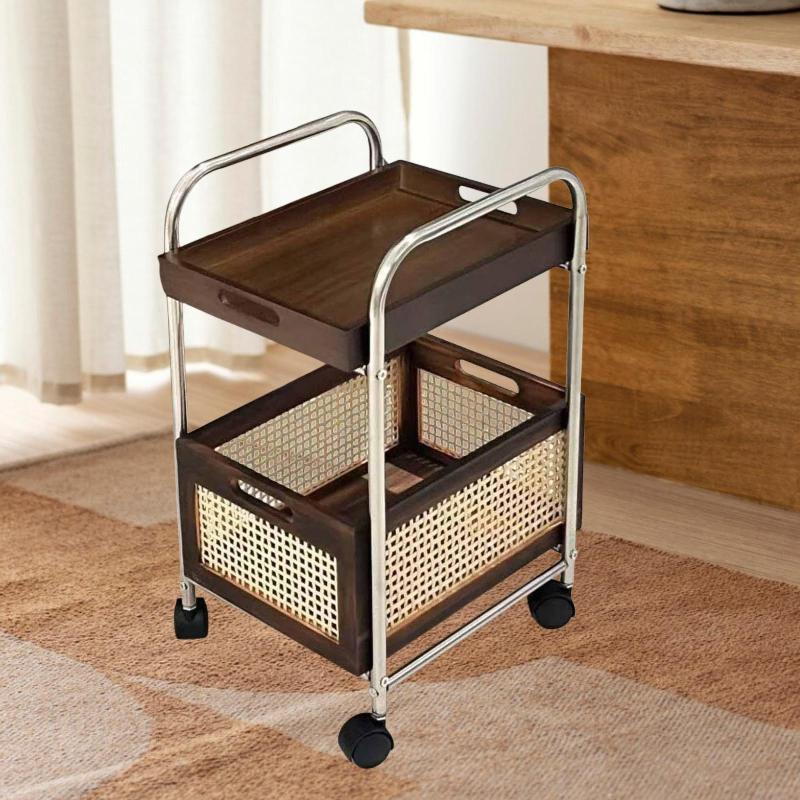 収納カート ローリングユーティリティカート モバイルシェルフユニット ハンドル付き トロリーシェルフ..