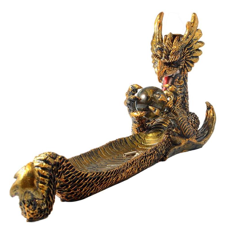 神話の火を吐くドラゴンホルダーとバーナーコンボ像 スティックまたはコーン用 装飾ディスプレイスタン..