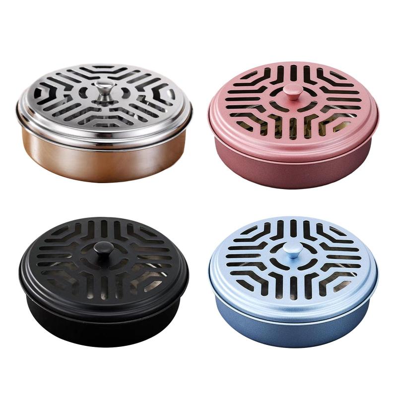 コイルホルダー 再利用可能 蓋付き ポータブル 伝統的な香箱カバー 中空バーナーホルダー ホームテラス..