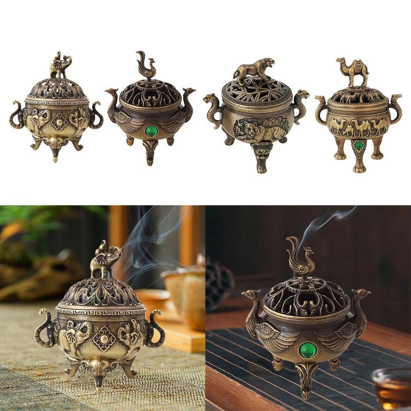 香炉ホルダー 三脚香炉 アンティーク 伝統的中国製 卓上装飾 農家 SPA 飾り