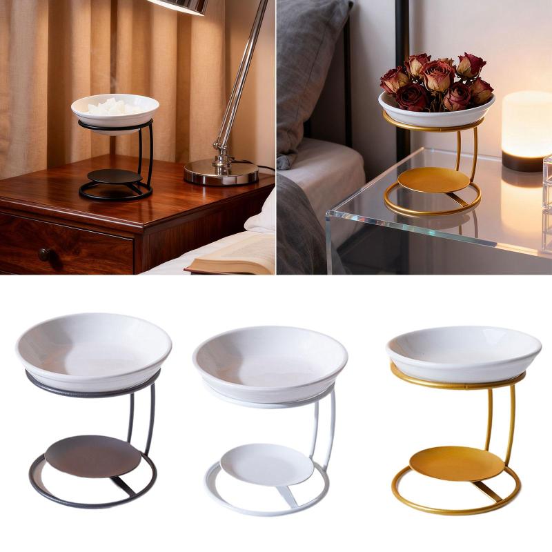 セラミックエッセンシャルオイルバーナー メタルフレーム オイルディフューザー セラミックメルトバー..