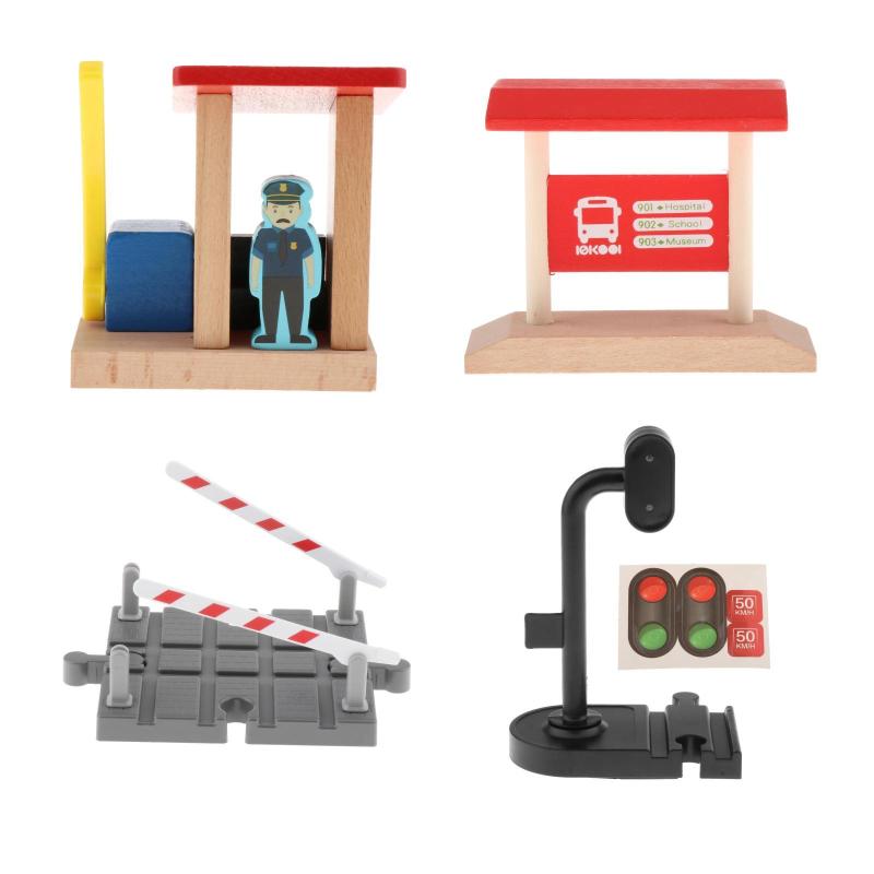木材駅セットエンセット.木製セット.3歳の子供の建物のおもちゃ