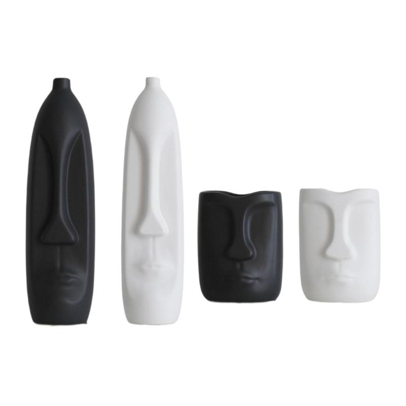 人間の顔の陶器の花瓶.装飾品.使いやすい北欧の丈夫な耐摩耗性アート装飾.棚キャビネット用のホームデコレーション