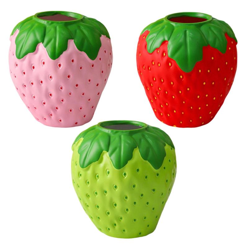 イチゴの花瓶 装飾用 ユニークでキュートなビニール製 エレガントなフルーツ花瓶 プランターポット 春の装飾 キッチンテーブル 女の子用