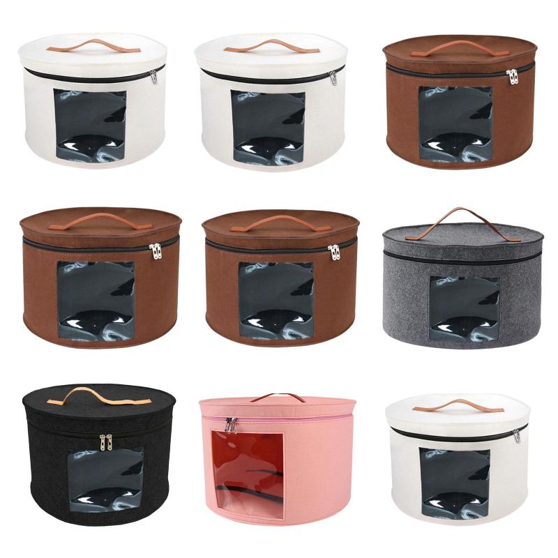 帽子ボックス 帽子収納ボックス ポータブルぬいぐるみおもちゃ収納 折りたたみ式丸つば帽子オーガナイザー フェルトオーガナイザー帽子用バケツ