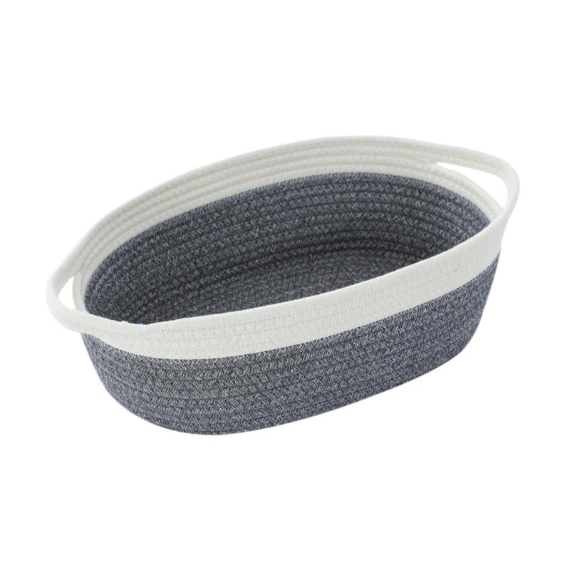 コットンロープバスケット 装飾犬用おもちゃバスケット 多目的編みバスケット ハンドル付き 空のバスケット ギフト用 スナック用 保育園用